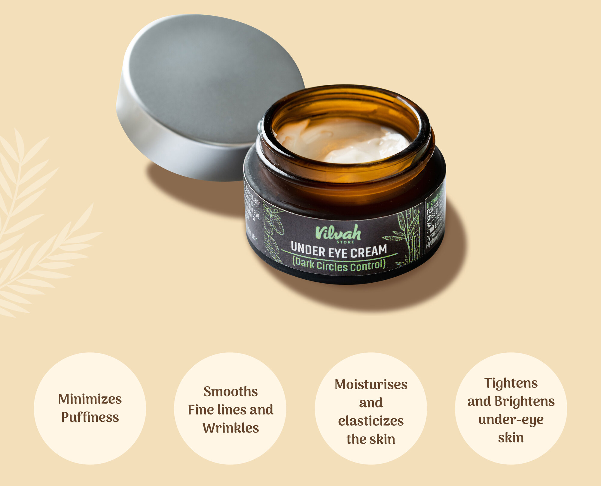 Minimizes Puffiness Smooths Fine lines and Wrinkles if DER EVE CREAM Moisturises Tightens and and Brightens elasticizes under-eye the skin skin 