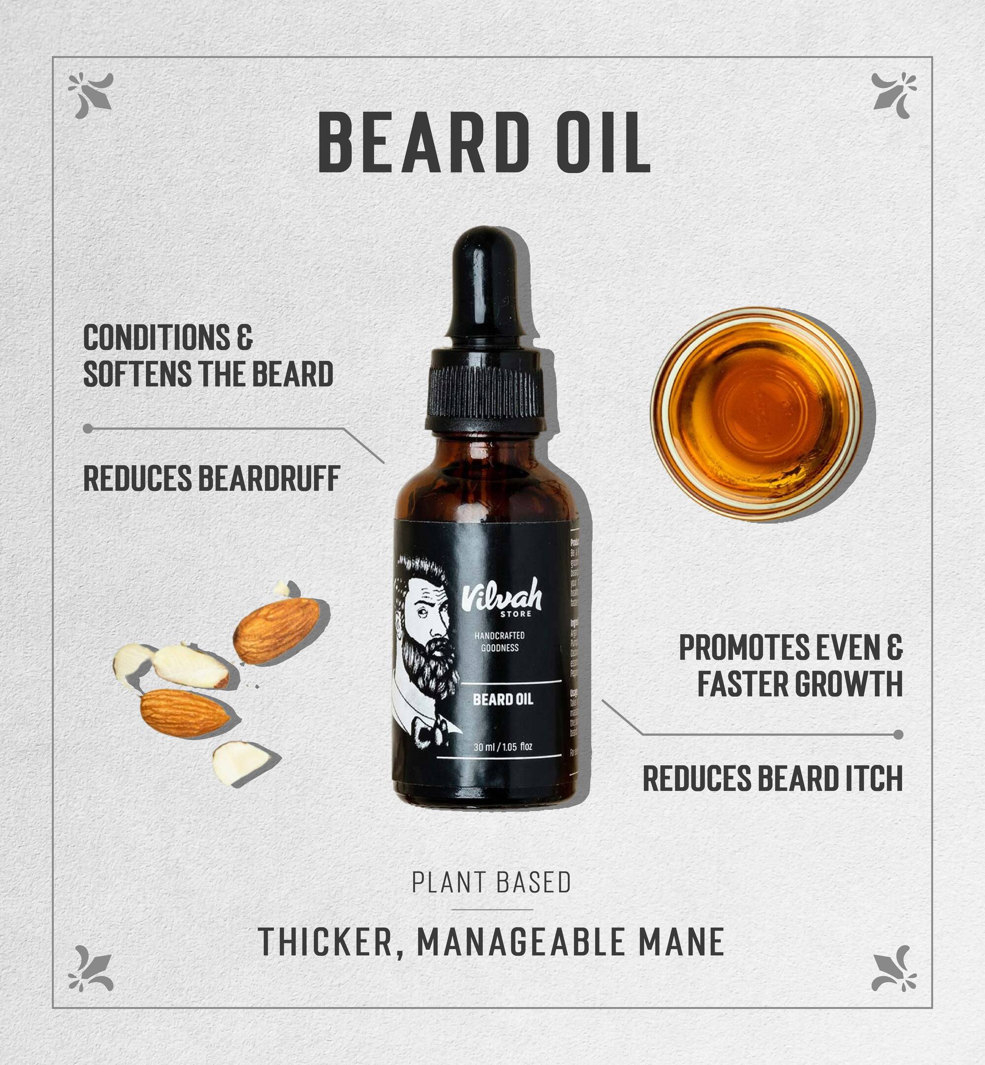 CONDITIONS SOFTENS THE BEARD REDUCES BEARDRUFF PROMOTES EVEN FASTER GROWTH * Bo mi 1.05 fez ys I Th "i F hy ae ; ie 7 ae 7s REDUCES BEARD ITCH PLANT BASED THICKER, MANAGEABLE MANE 