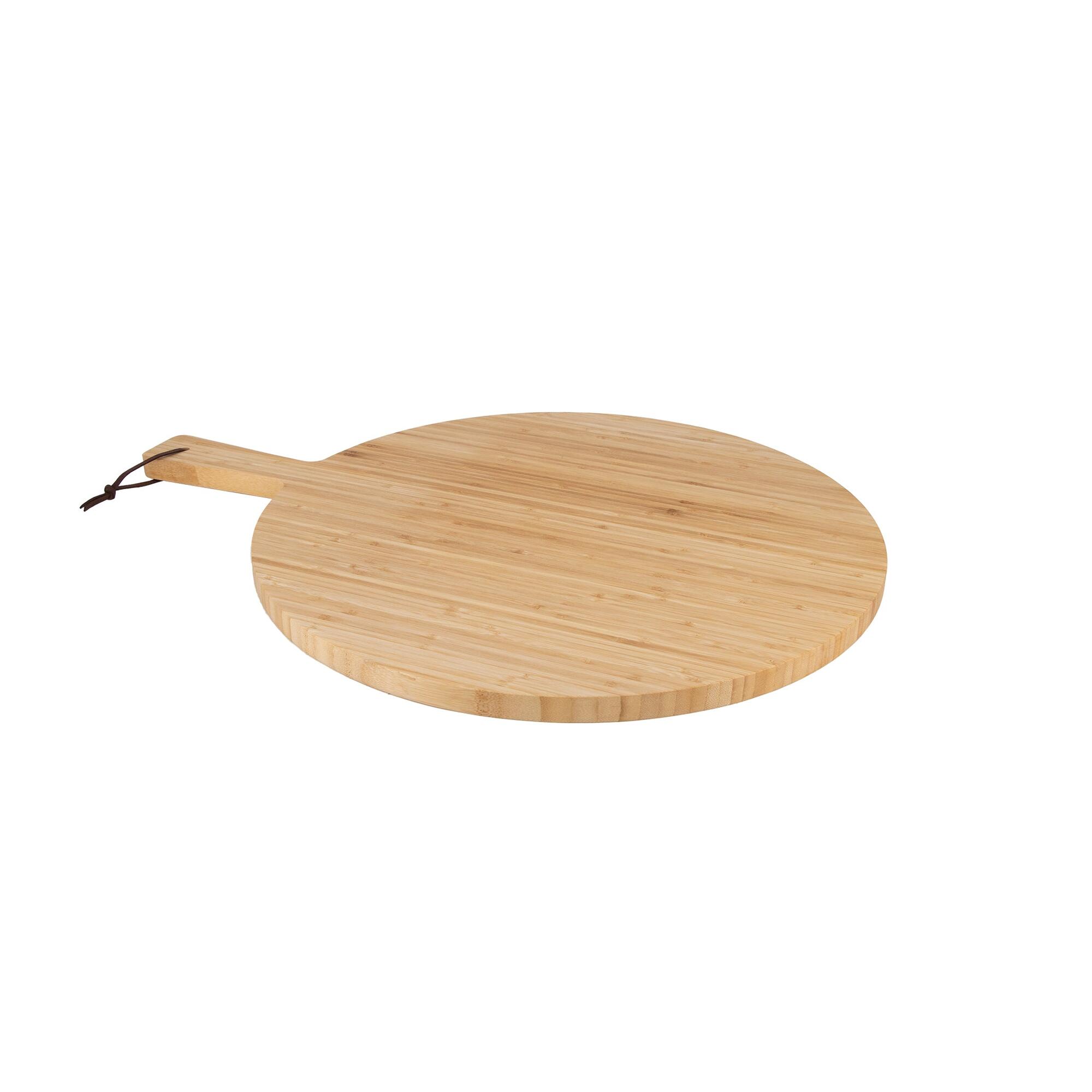 REGENT BAMBOO LARGE ROUND SERVING BOARD WITH HANDLE, (640/490MM DIAX20MM)