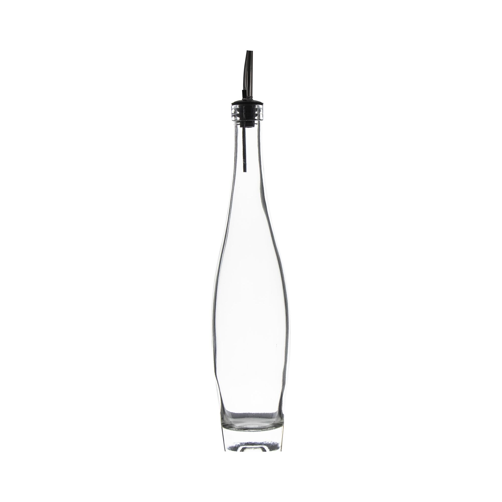 REGENT SLIM ROUND OIL/VINEGAR GLASS BOTTLE WITH HEAVY BASE AND POURER, 500ML (370/320X70MM DIA)