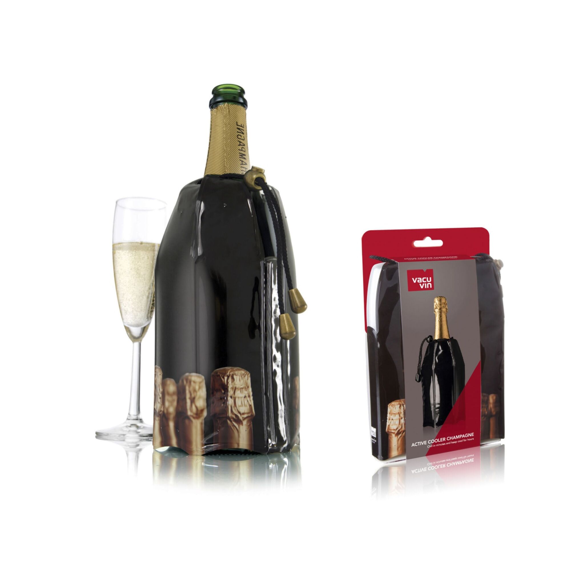 VACU VIN ACTIVE CHAMPAGNE BOTTLE COOLER - BLACK