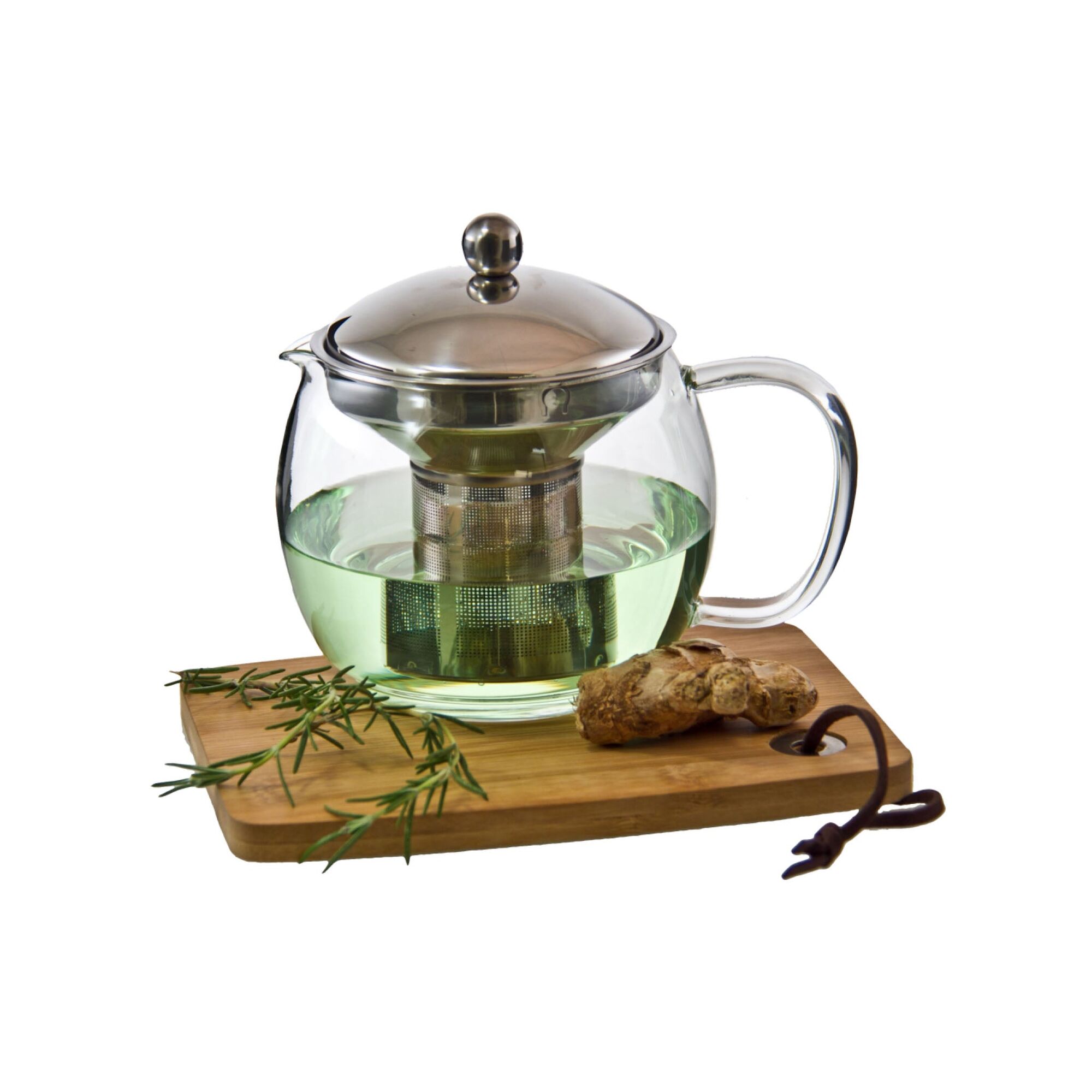 REGENT 'TEA TIME' BOROSILICATE GLASS TEAPOT WITH ST. STEEL INFUSER & LID, (1.1LT)