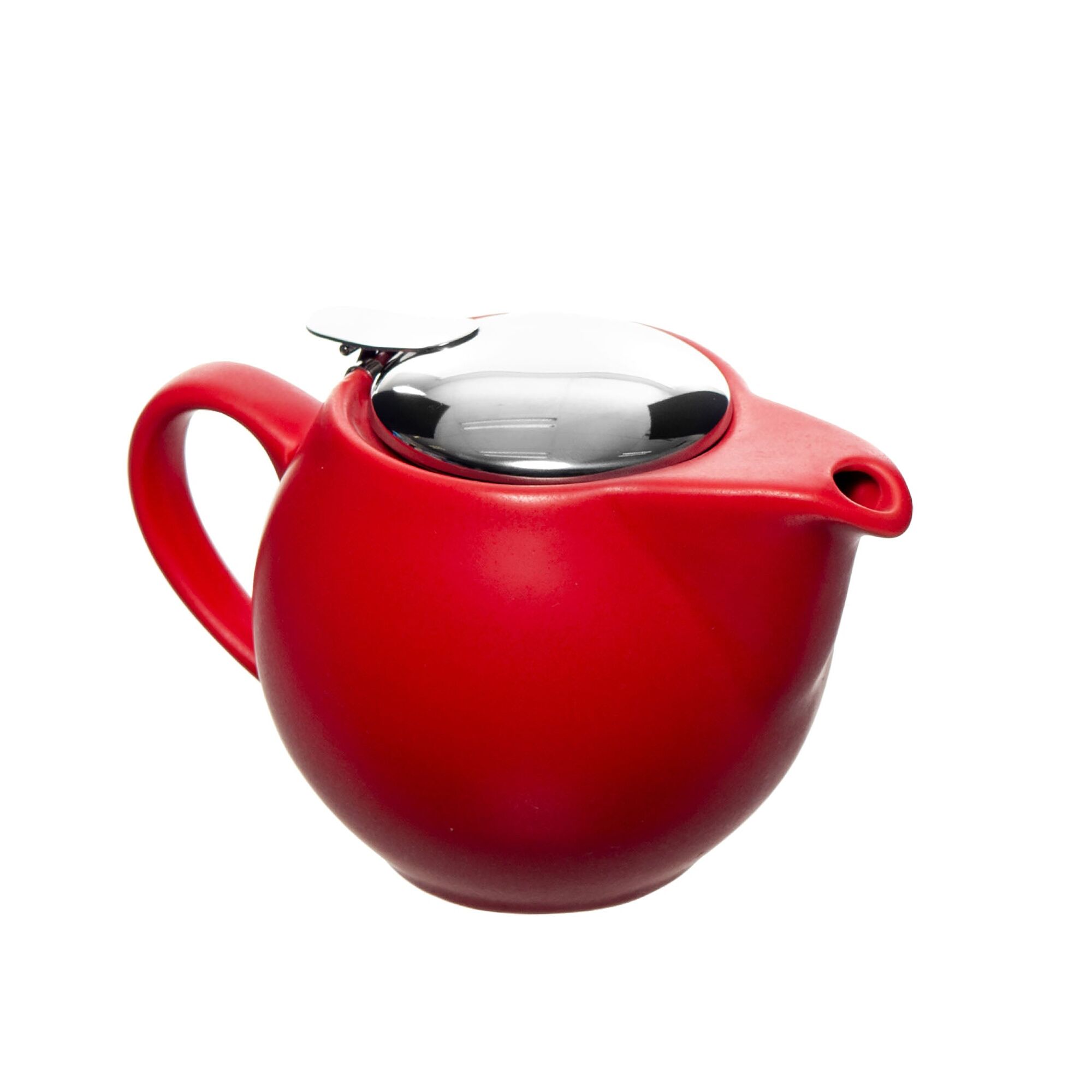 TEAPOT CERAMIC WITH S/STEEL COVER & INFUSER MATT RED (350ML)