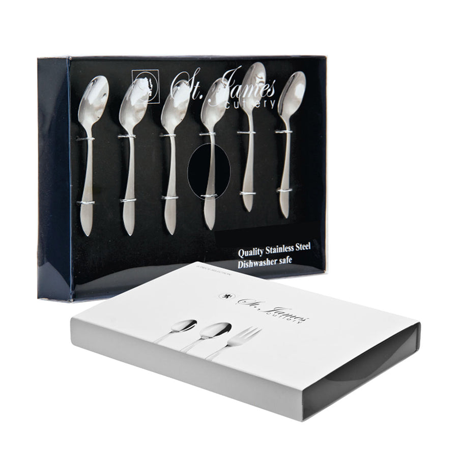 ST. JAMES CUTLERY KENSINGTON 6 PIECE TEASPOONS IN GIFT BOX