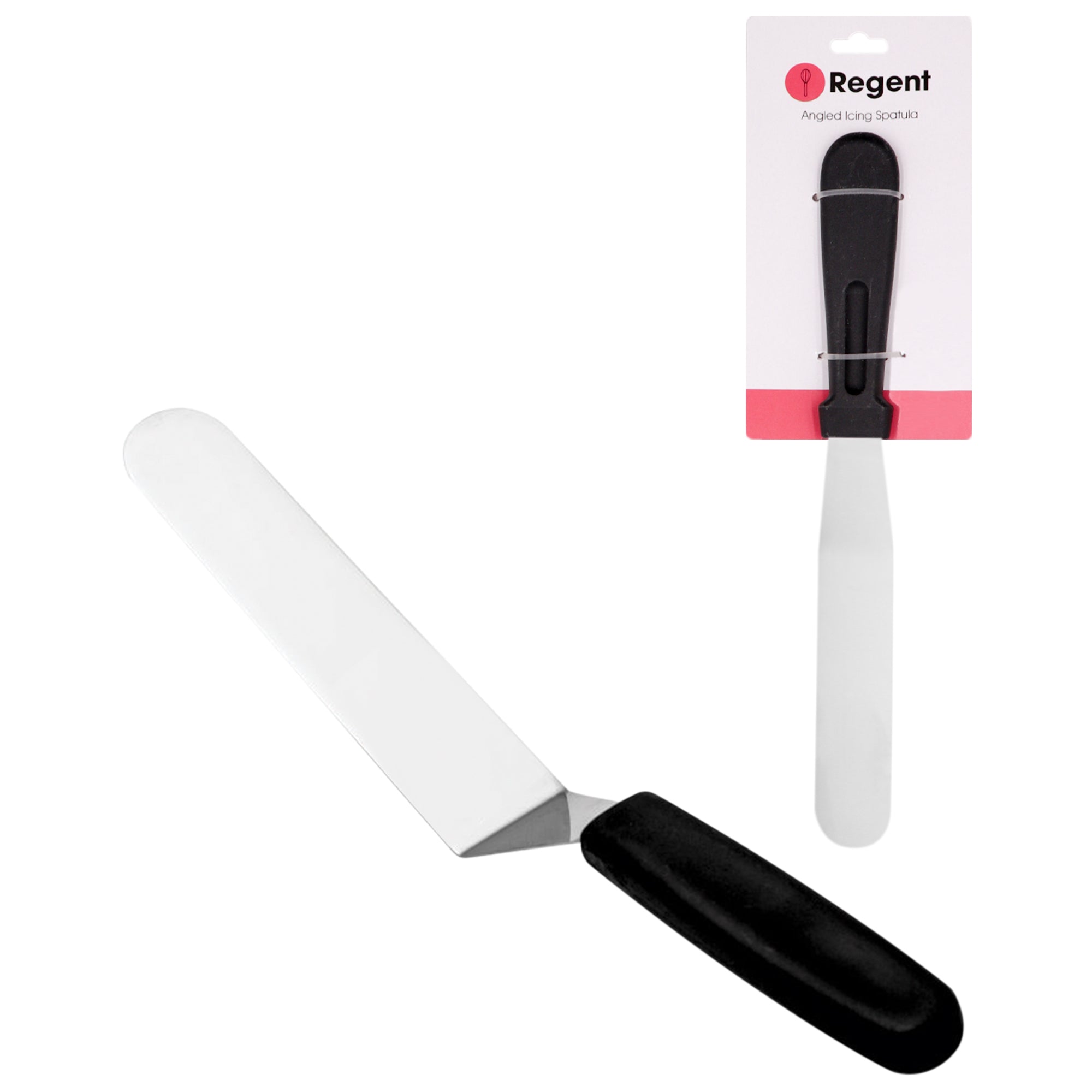 REGENT ICING SPATULA ANGLED WITH PP PLASTIC BLACK HANDLE, (270X30X15MM)