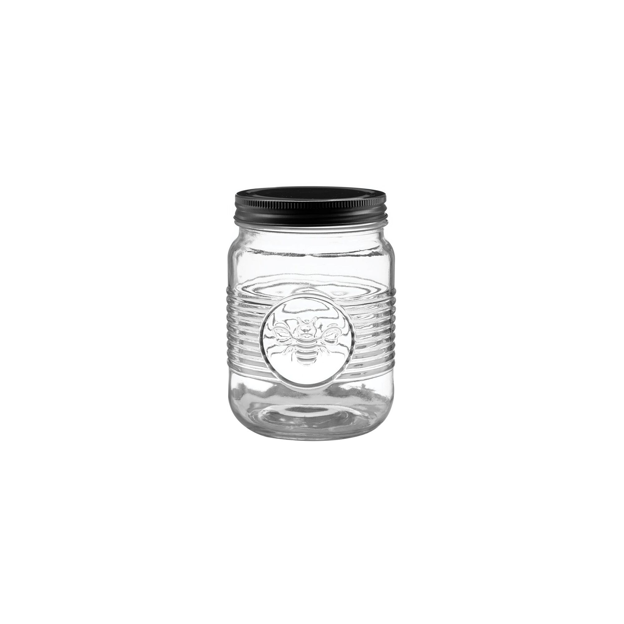 REGENT GLASS ROUND BEE EMBOSSED JAR, 1LT (105MM DIAX150MM)