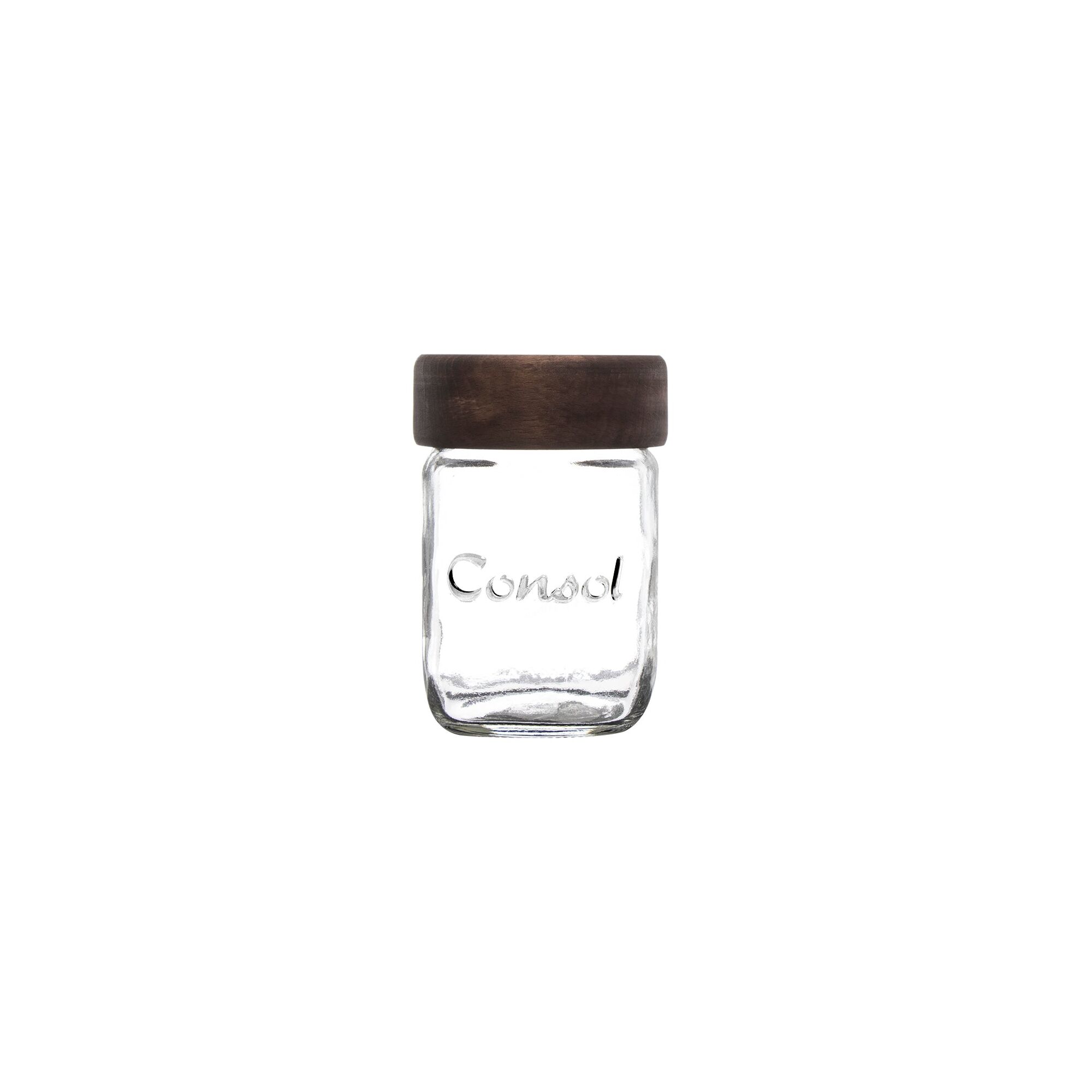 CONSOL JAR WITH DARK WOOD LID, 250ML (102X69MM DIA)