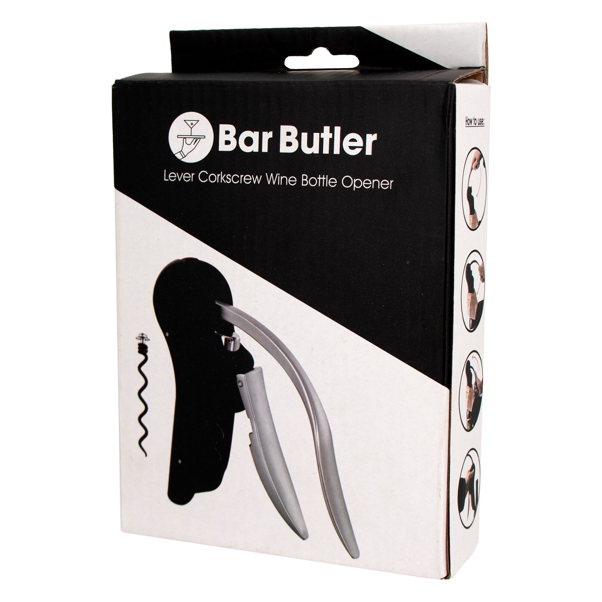 BAR BUTLER LEVER CORKSCREW WINE BOTTLE OPENER, (155X130X40MM)