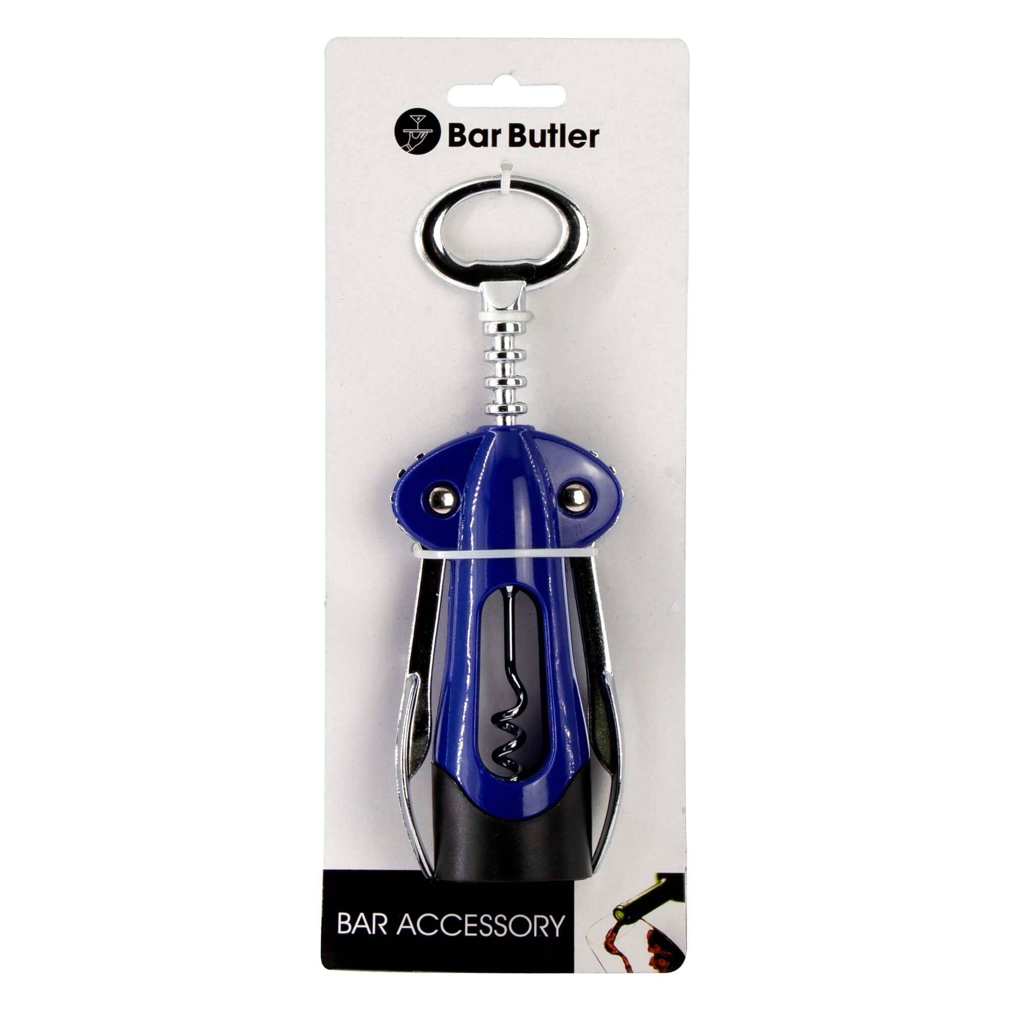 BAR BUTLER WING CORKSCREW PLASTIC BLUE WITH BLACK BASE, (180x60MM)