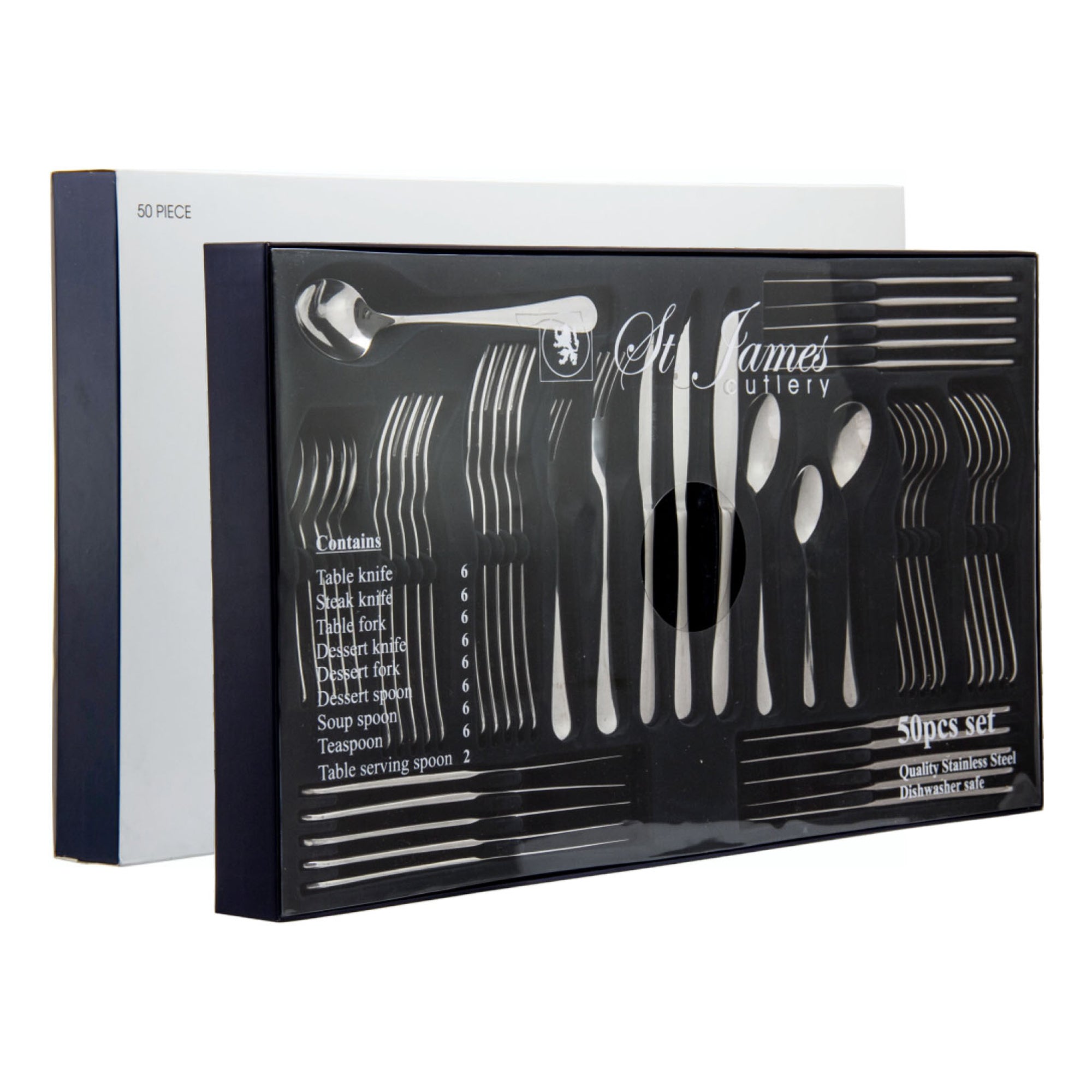 ST. JAMES CUTLERY OXFORD 50 PIECE SET IN CARDBOARD GIFT BOX