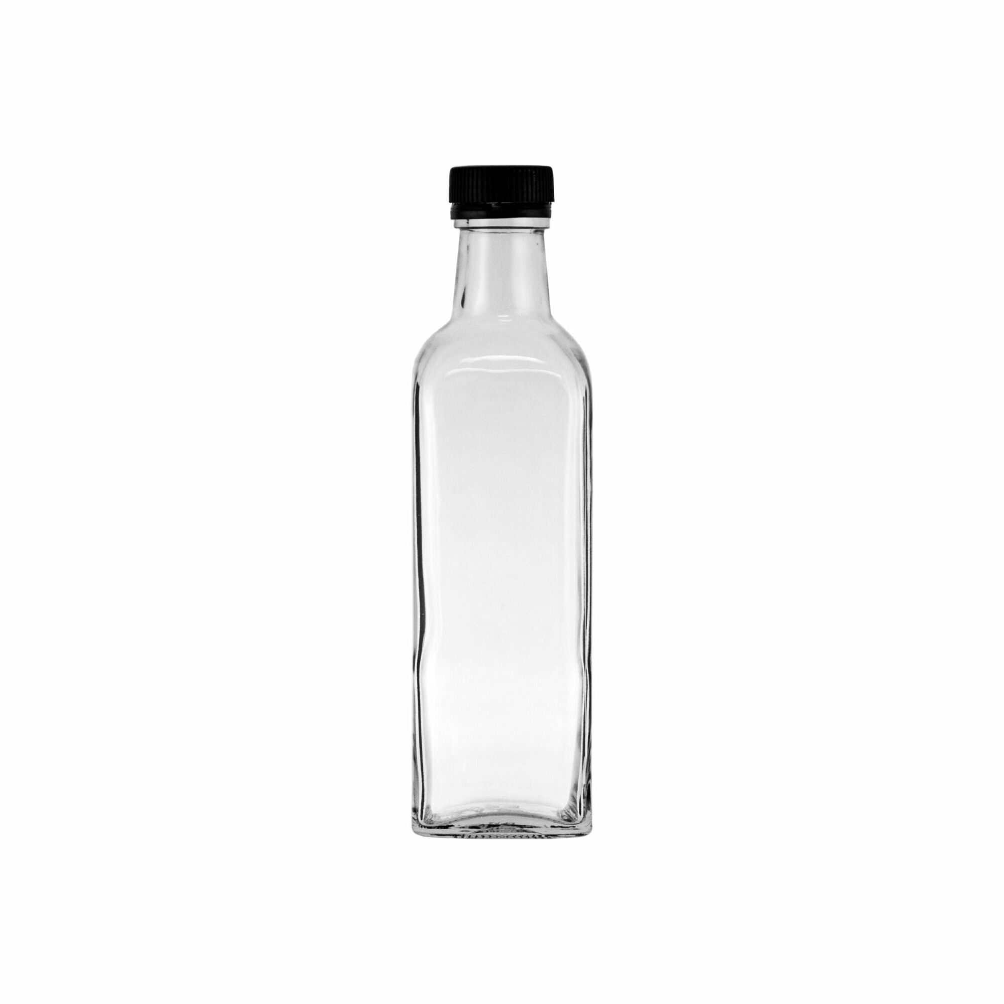 CONSOL SQUARE OIL & VINEGAR BOTTLE WITH BLACK LID, 500ML (262X74X74MM)