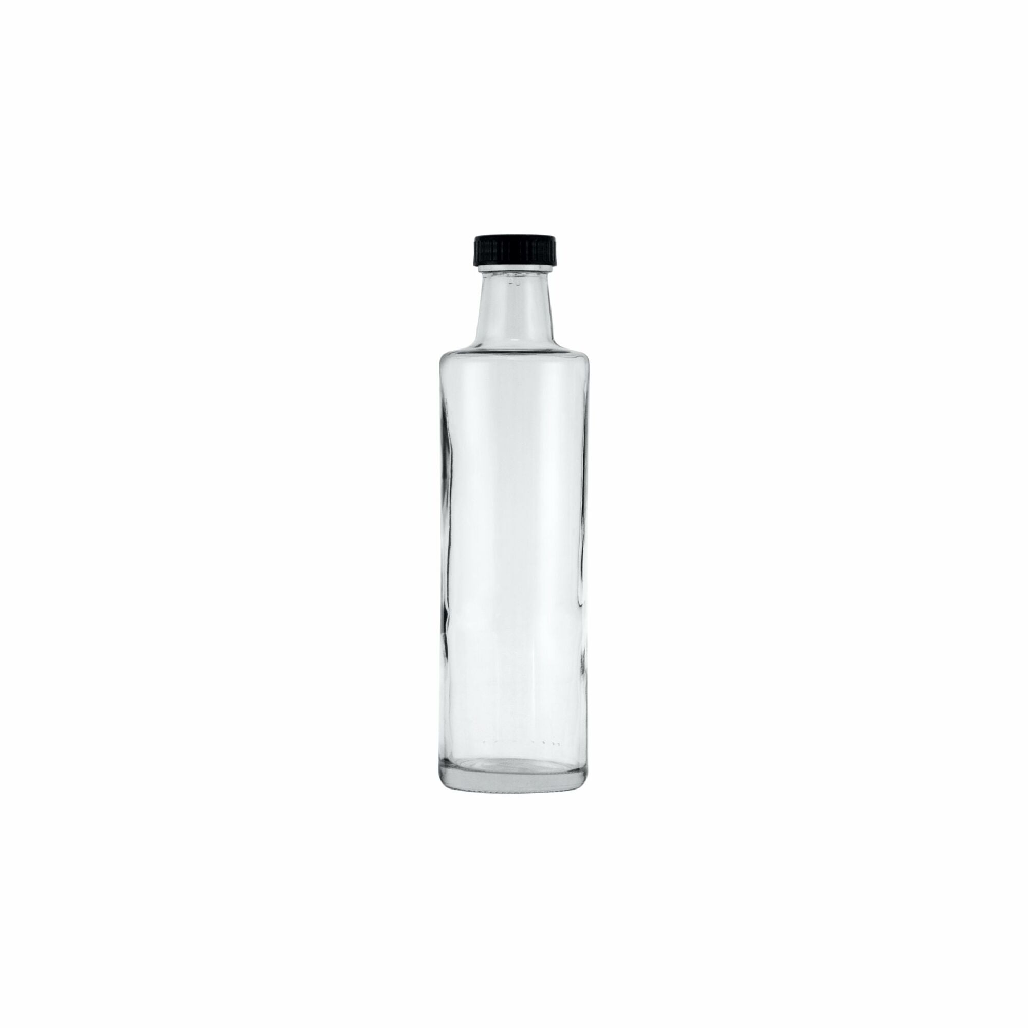 CONSOL ROUND OIL & VINEGAR BOTTLE WITH BLACK LID, 250ML (234X50MM DIA)