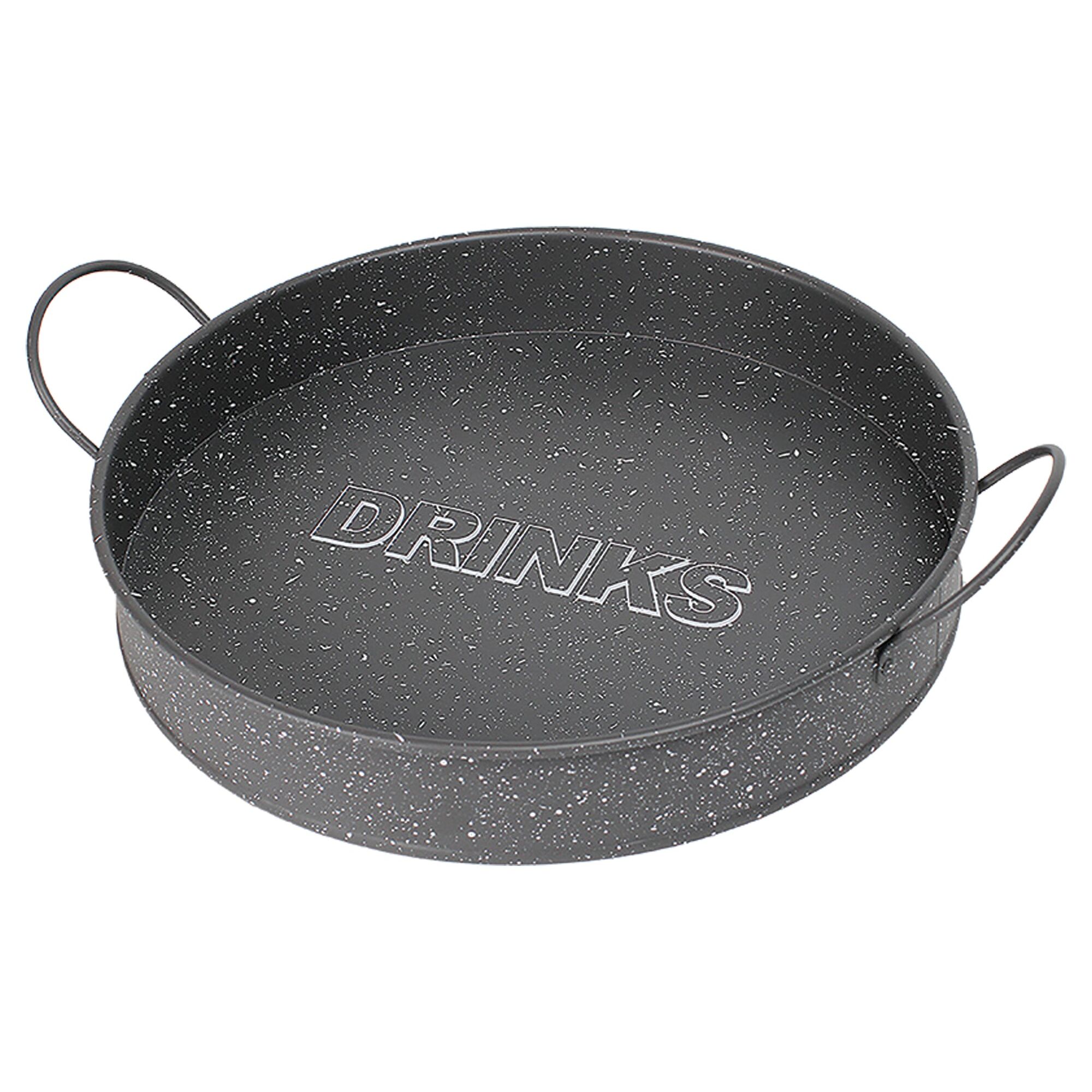 BAR BUTLER BAR TRAY GREY MOTTLED WHITE, 370MM DIA