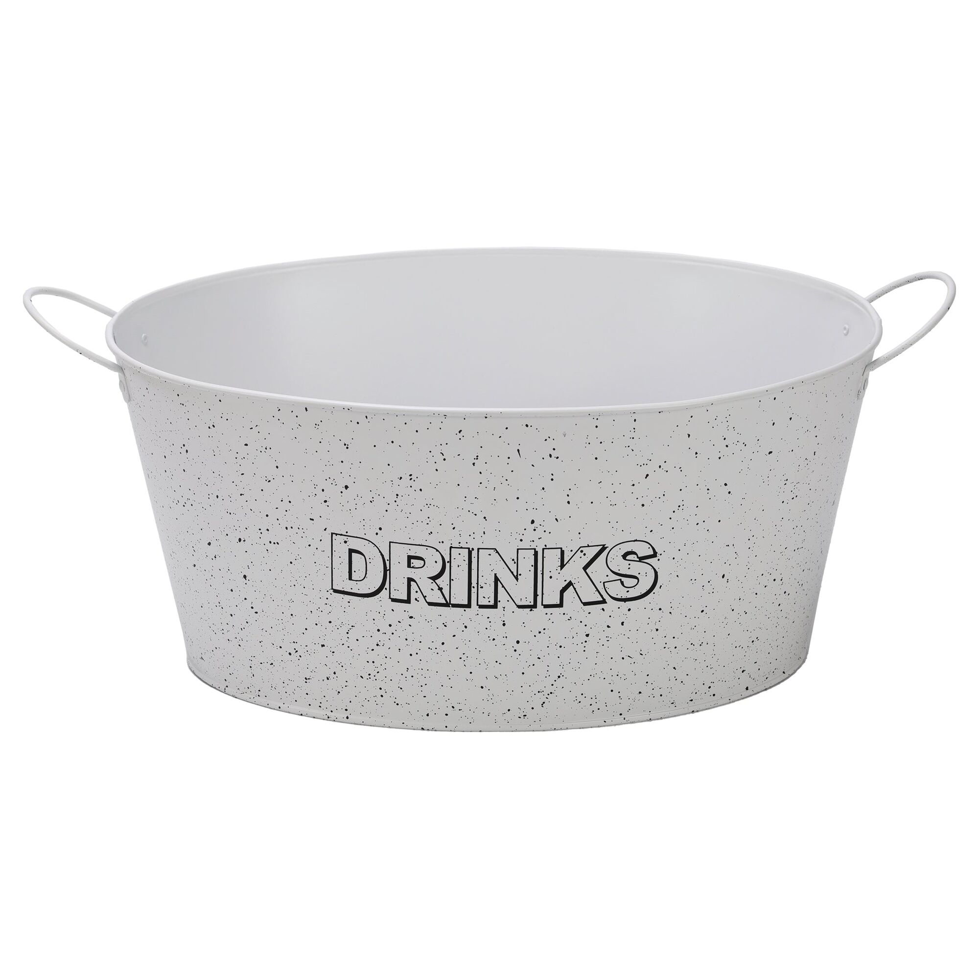 BAR BUTLER OVAL WINE TUB WITH HANDLES WHITE MOTTLED BLACK, 13L