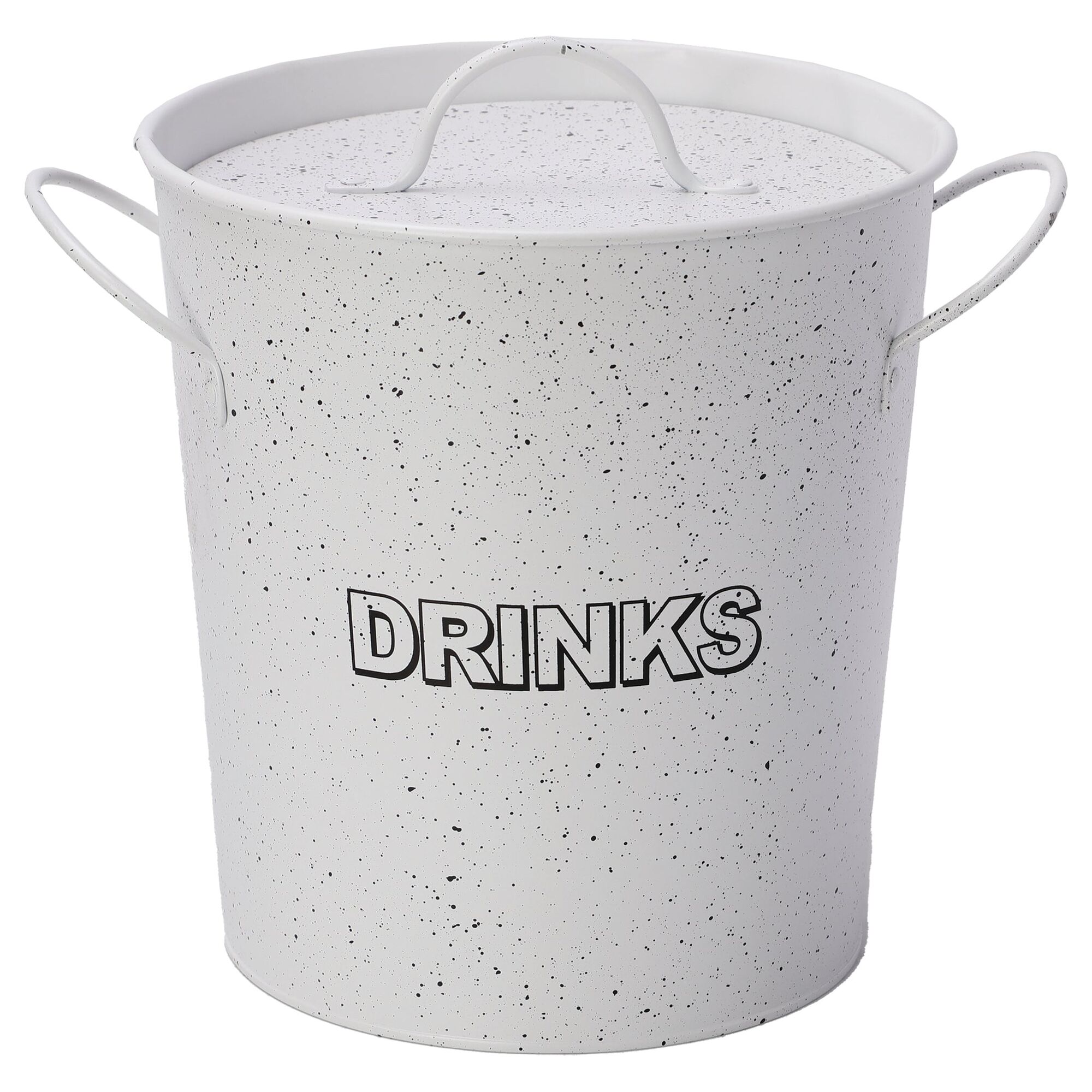 BAR BUTLER ICE BUCKET WITH HANDLES, PLASTIC LINER & LID WHITE MOTTLED BLACK, 3L