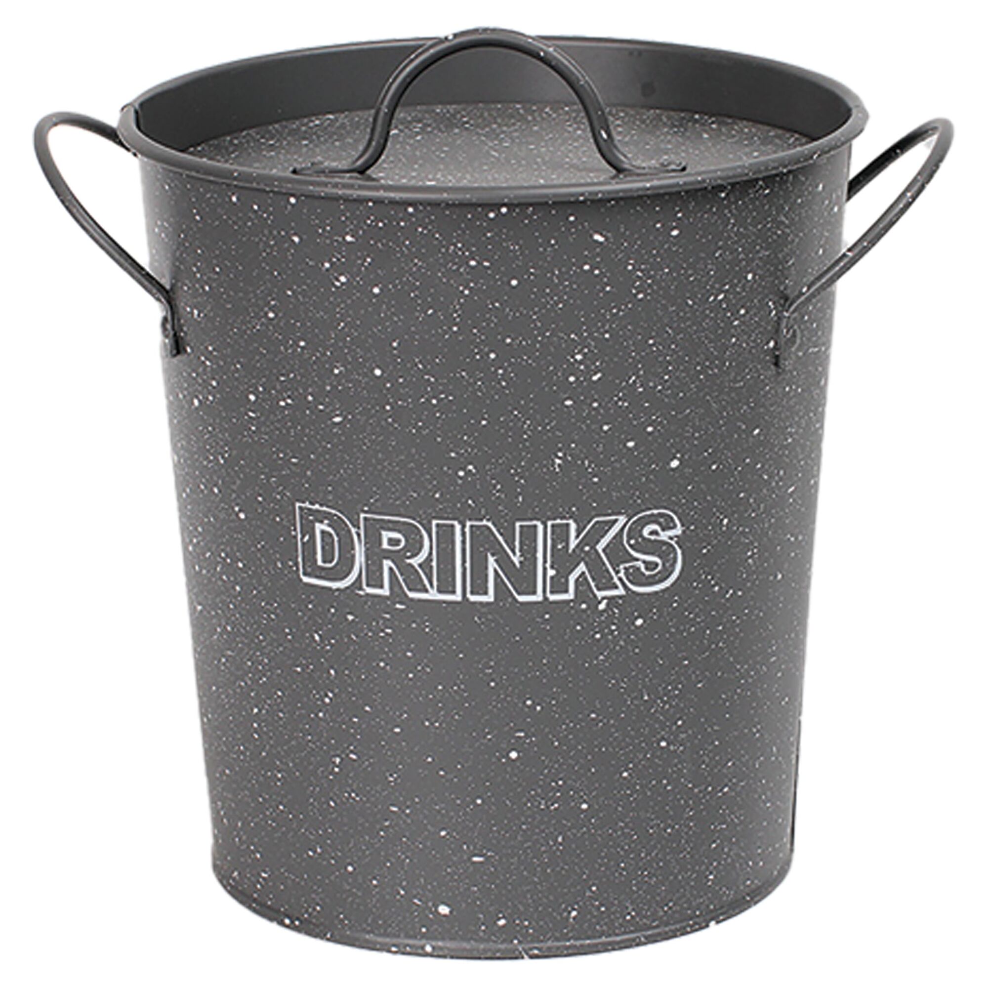 BAR BUTLER ICE BUCKET WITH HANDLES, PLASTIC LINER & LID GREY MOTTLED WHITE, 3L