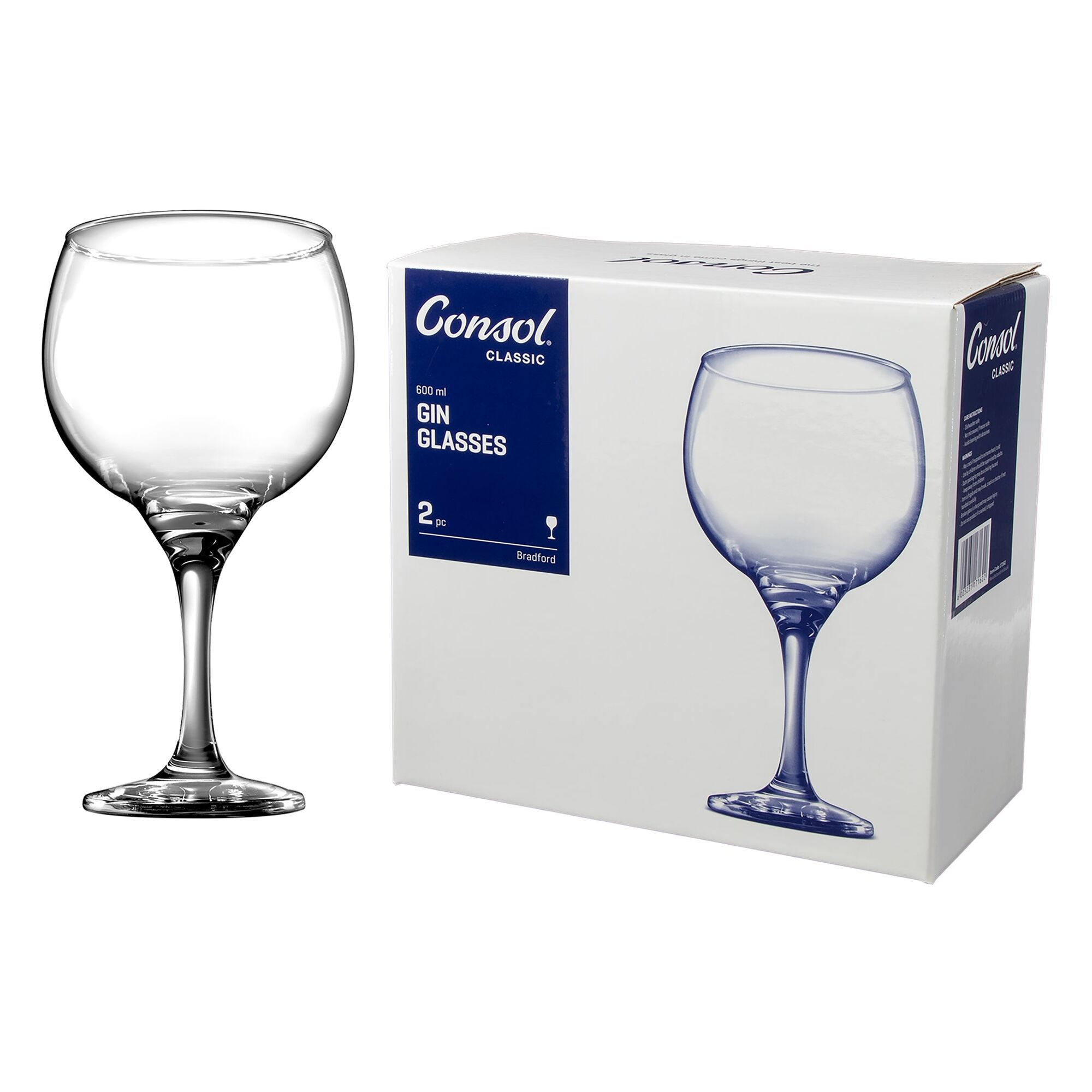 CONSOL BRADFORD STEM GIN GLASS 2 PACK, (600ML)