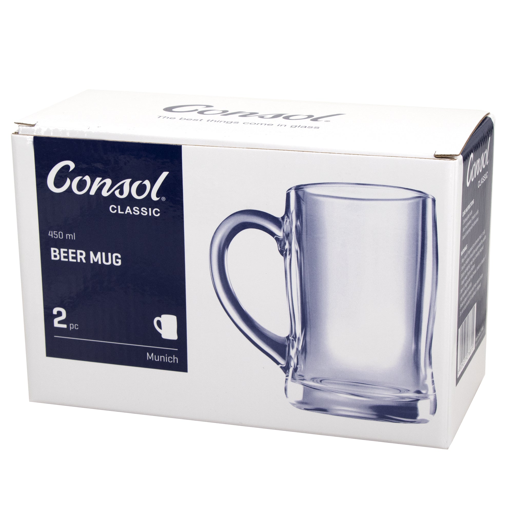 CONSOL MUNICH BEER MUG, 2 PACK (450ML)