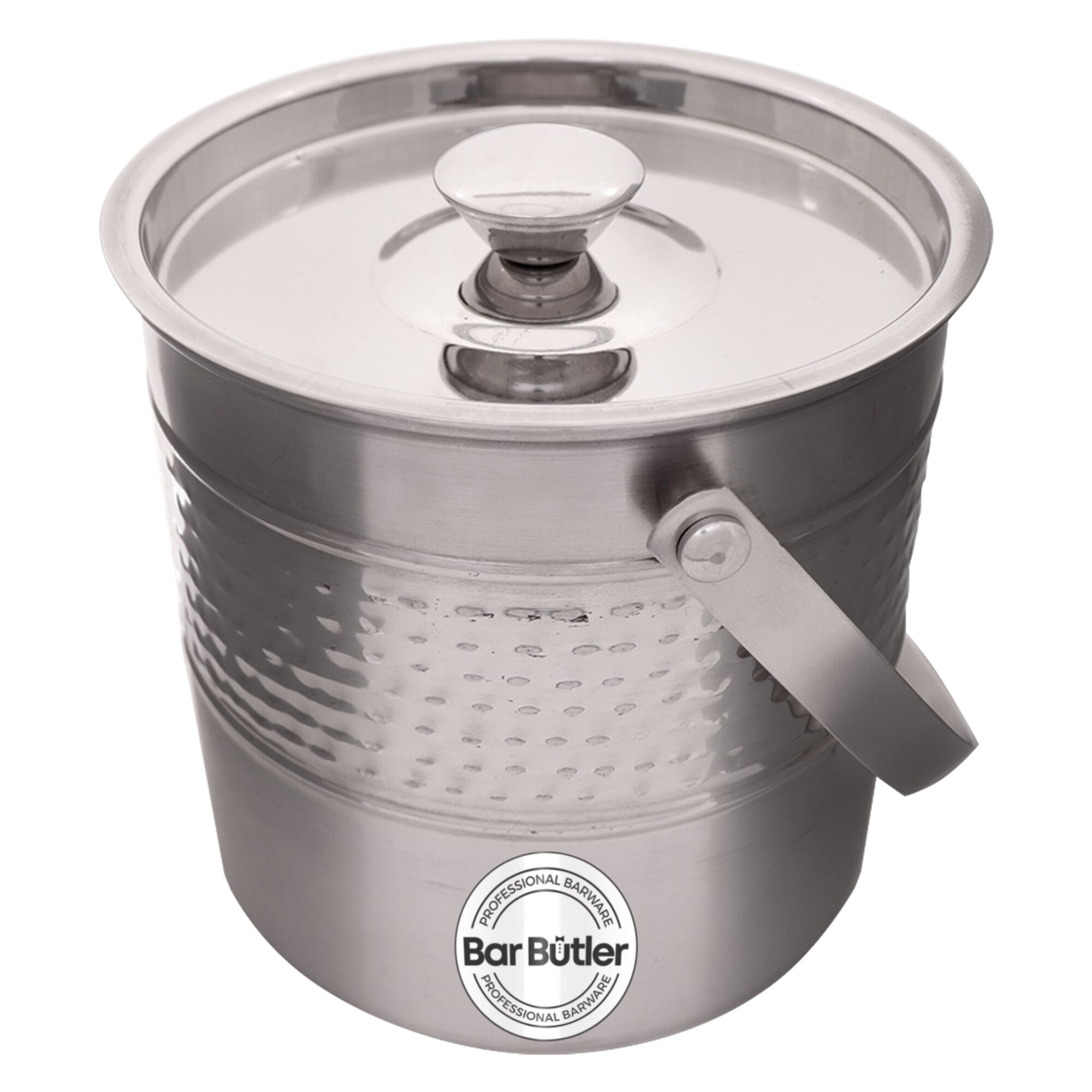 BAR BUTLER ICE BUCKET HAMMERED WITH LID ST STEEL, 2.7L