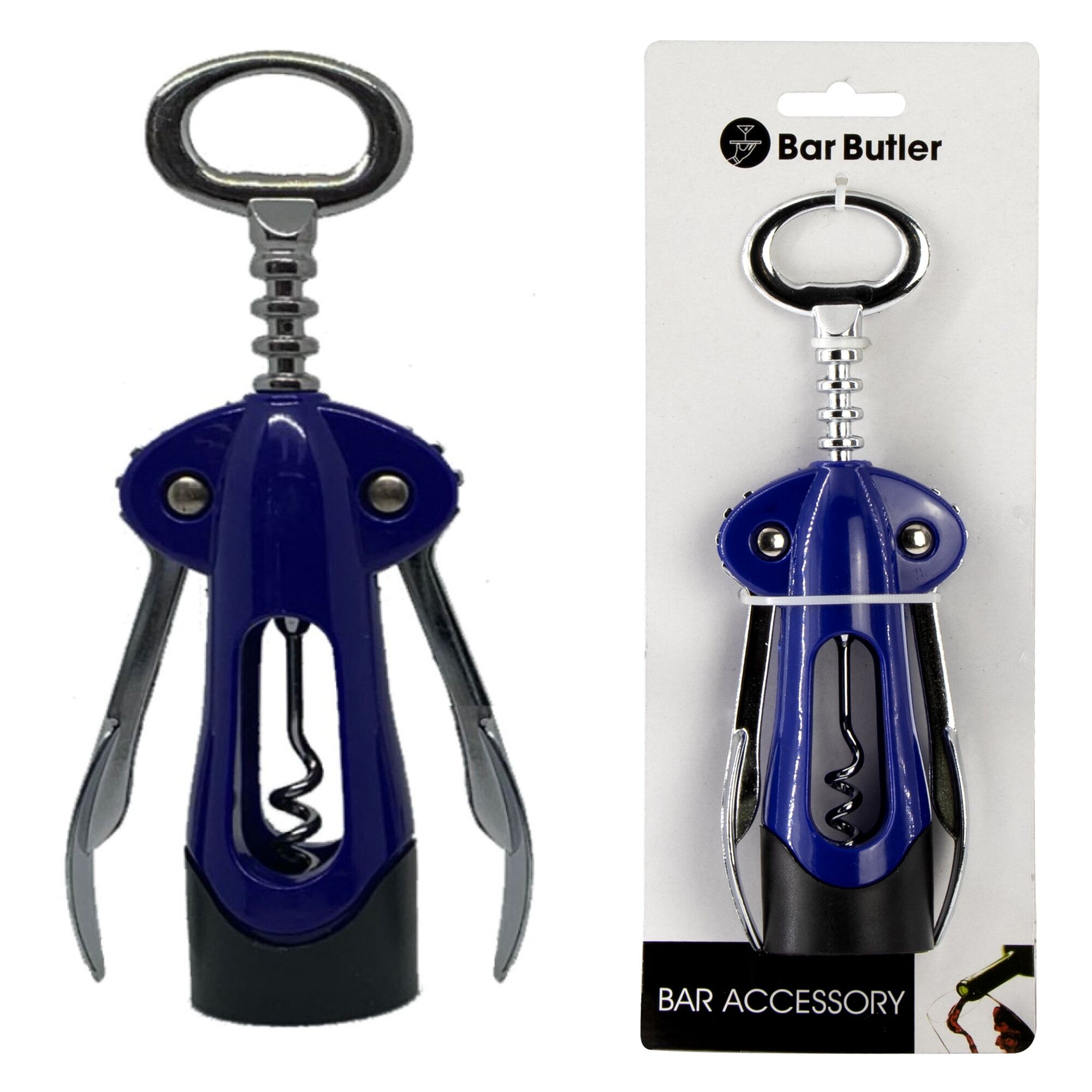 BAR BUTLER WING CORKSCREW PLASTIC BLUE WITH BLACK BASE, (180x60MM)