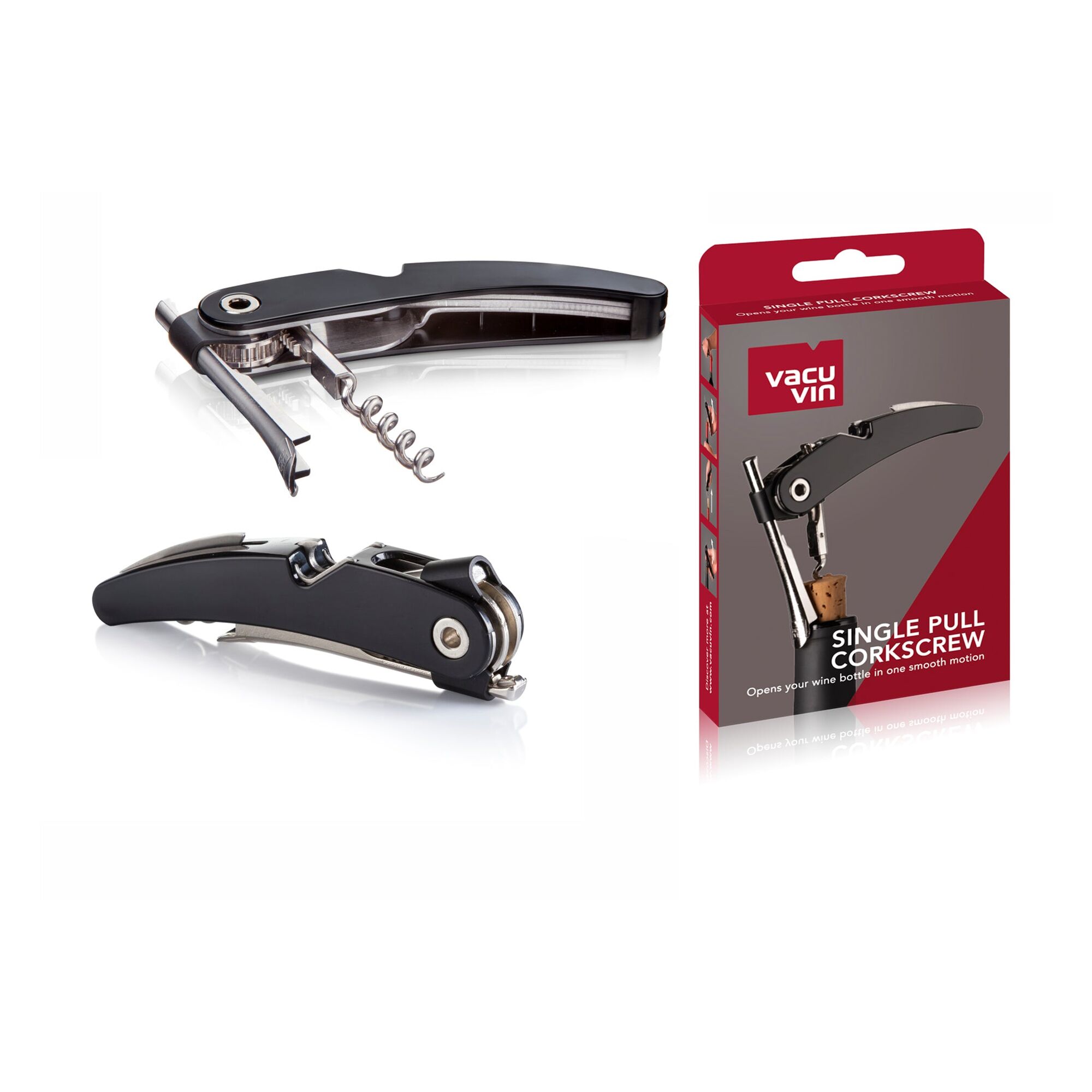 VACU VIN BLACK SINGLE PULL CORKSCREW