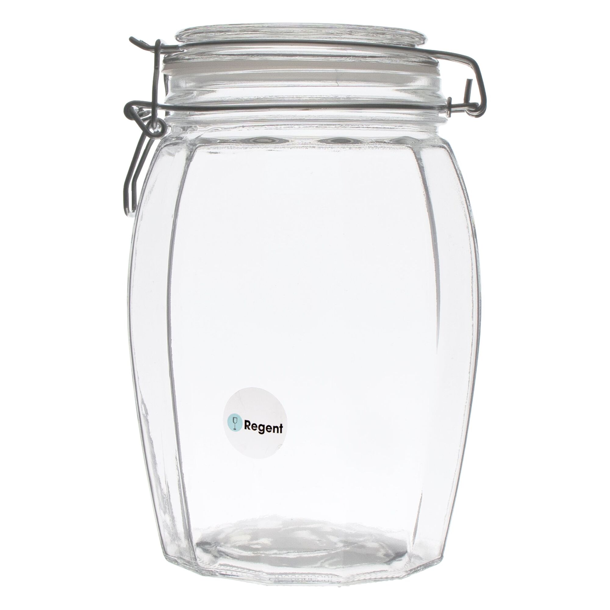 REGENT FACETED HERMETIC GLASS CANISTER WITH CLIP SEAL AND GLASS  LID, 1.2LT (120X120X178MM)