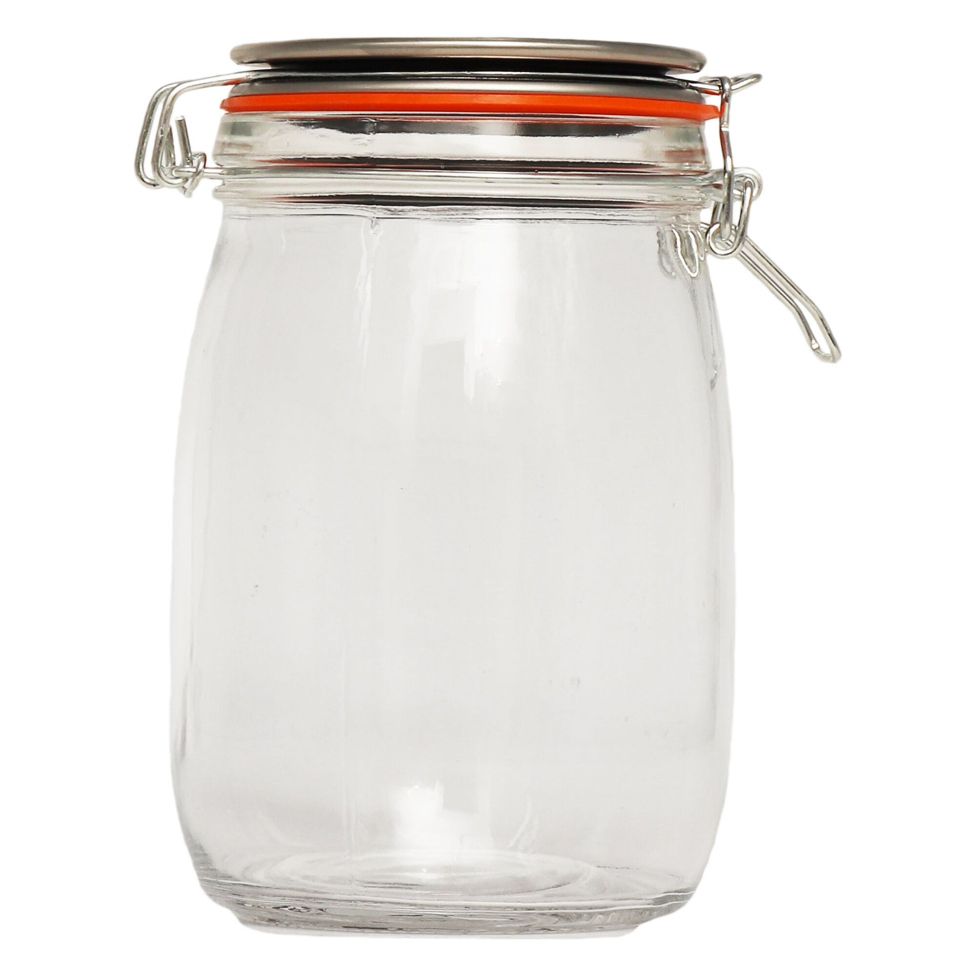 REGENT ROUND HERMETIC GLASS CANISTER WITH CLIP-SEAL METAL LID, 1LT (170X110MM DIA)