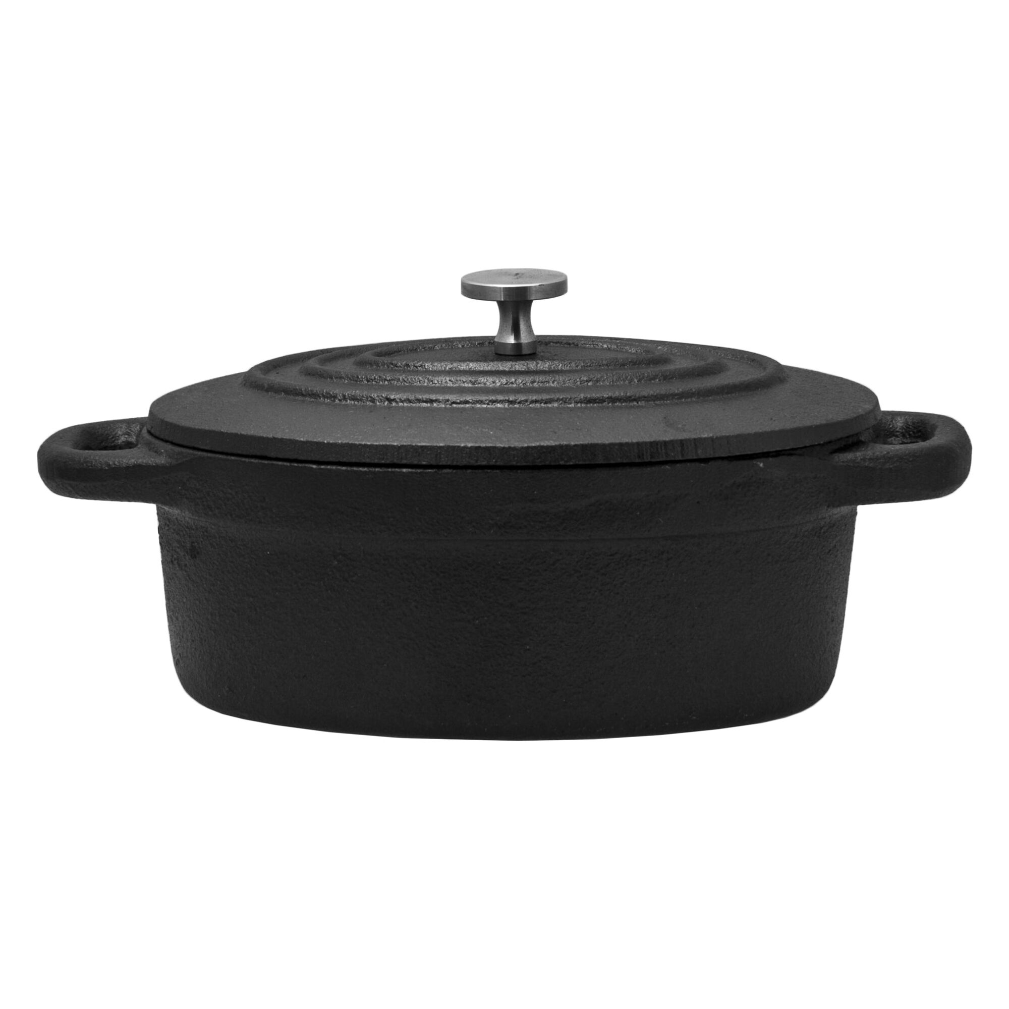 REGENT COOKWARE CAST IRON OVAL MINI POT WITH LID, 350ML (178/128X103X50MM)