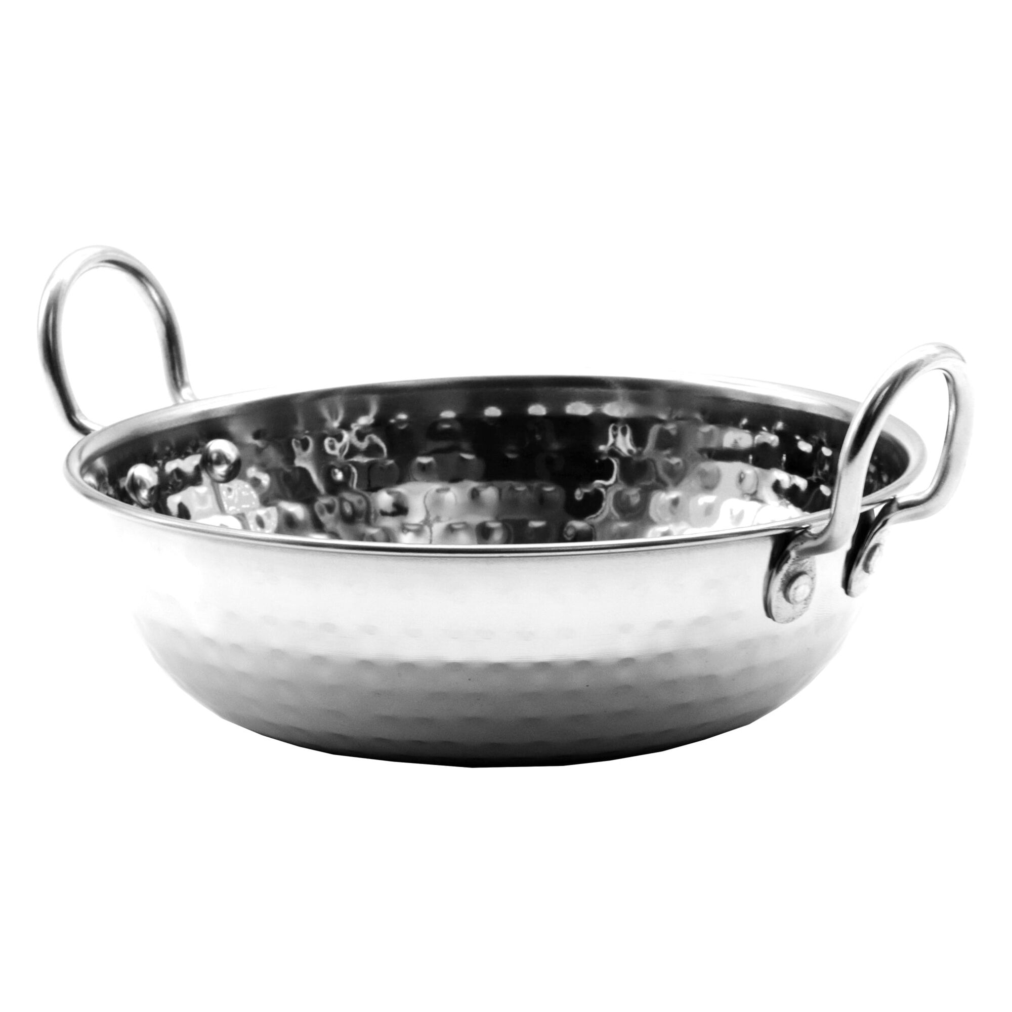 REGENT COOKWARE KARAHI PAN HAMMERED WITH 2 HANDLES ST STEEL, 800ML (155MM DIAX55MM)