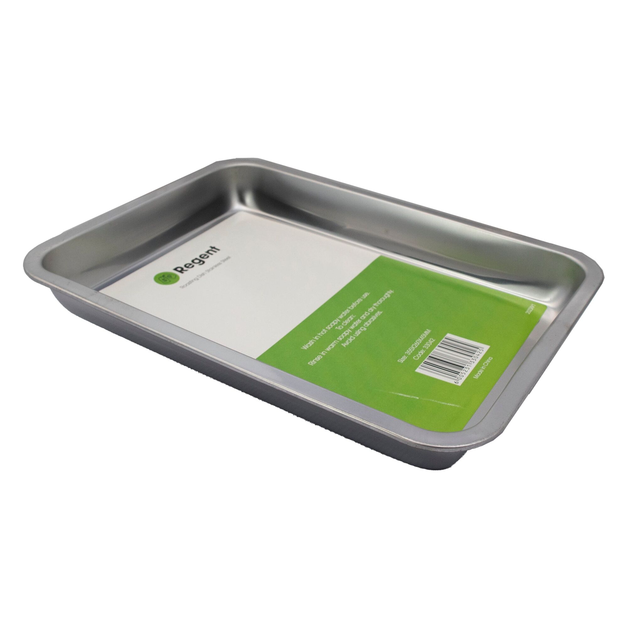 REGENT RECTANGULAR ROASTING/BAKING DISH STAINLESS STEEL, (355X260X45MM)