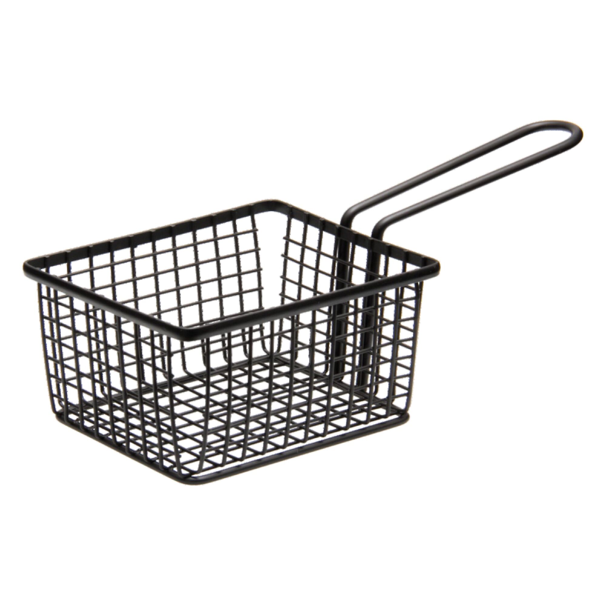 REGENT CHIP SERVER WIRE RECT. FRYER BASKET WITH HANDLE P.C. BLACK, (125X100X85MM)