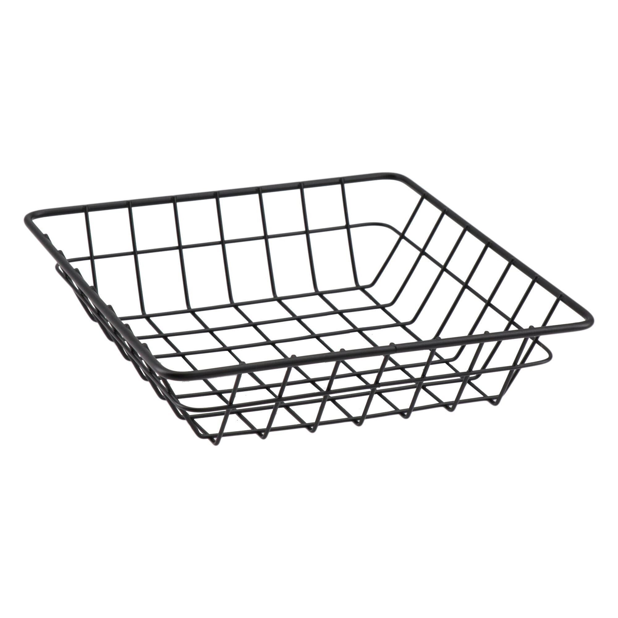 REGENT WIRE SERVING BASKET SQUARE POWDER COATED BLACK, (200X200X50MM)