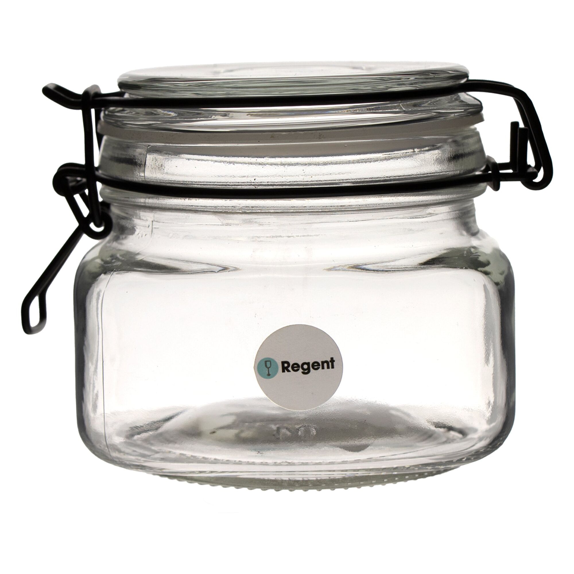 REGENT HERMETIC CANISTER WITH GLASS LID AND BLACK CLIP, 500ML (100X125X110MM DIA)