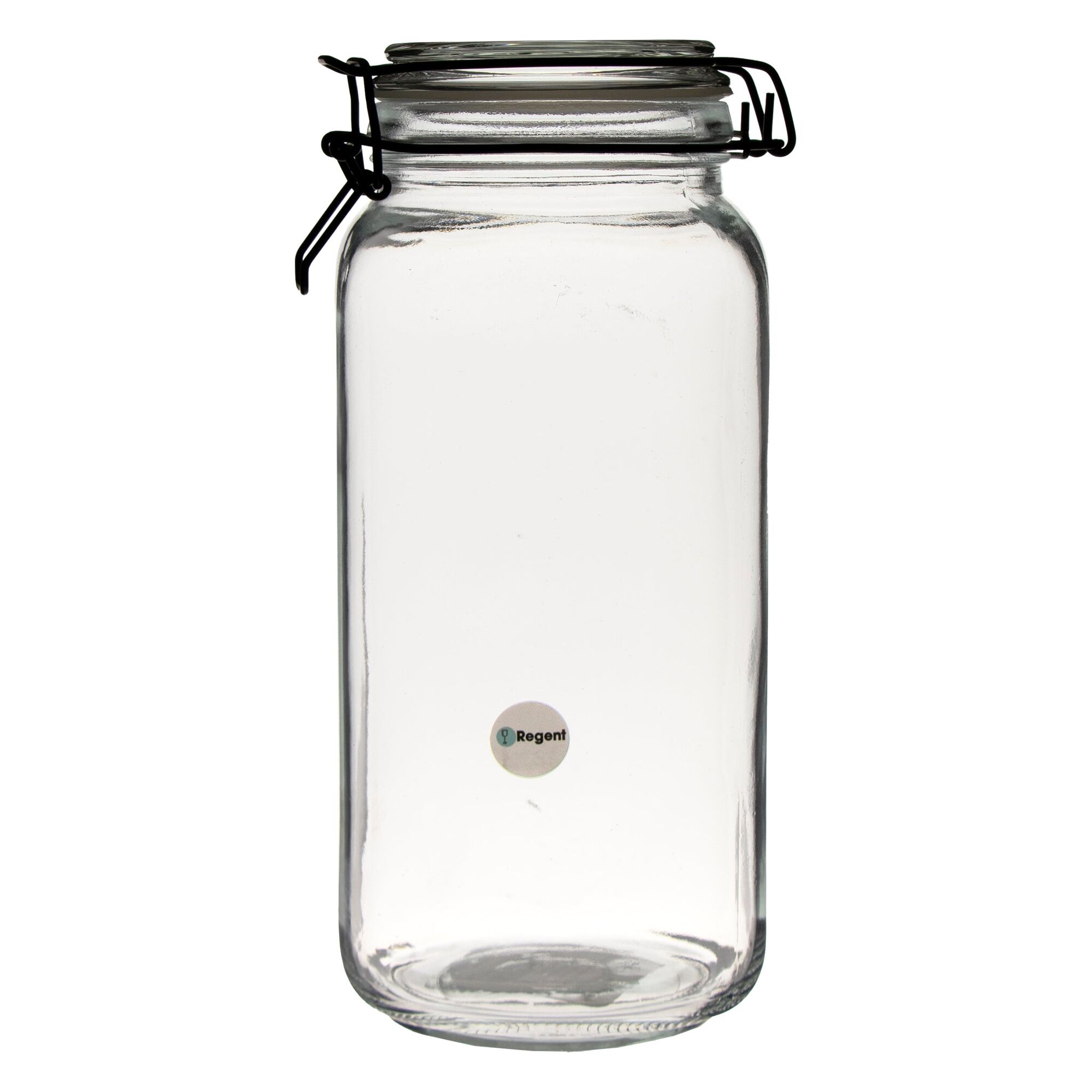 REGENT HERMETIC CANISTER WITH GLASS LID AND BLACK CLIP, 2,1LT (255X125X110MM DIA)