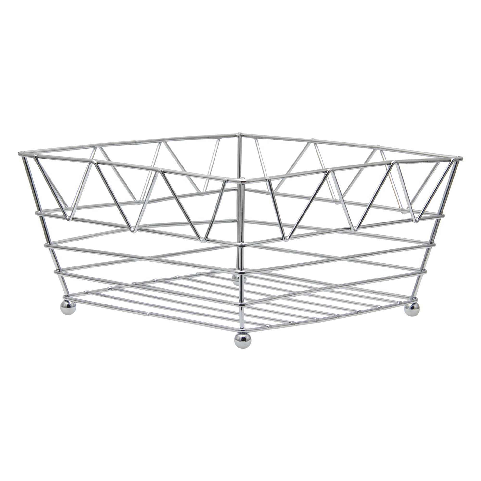 REGENT CHROME WIRE BREAD SERVE BASKET SQUARE, (190X190X90MM)