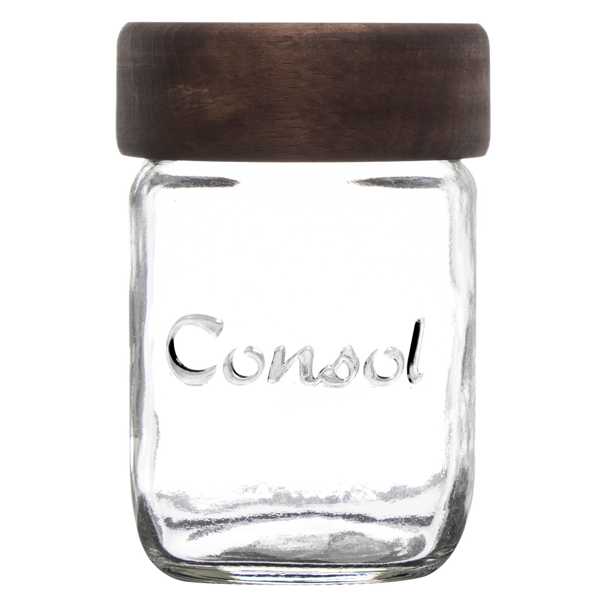 CONSOL JAR WITH DARK WOOD LID, 250ML (102X69MM DIA)