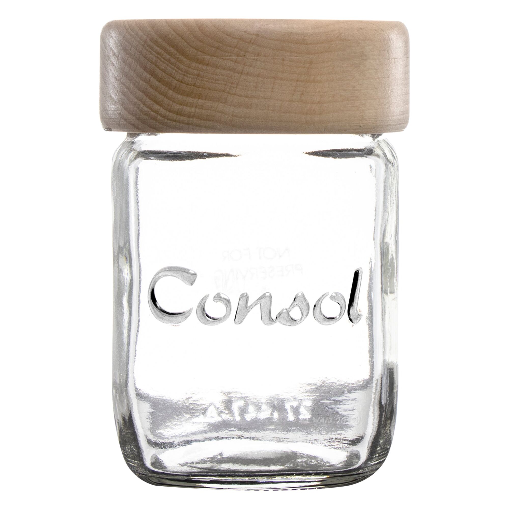 CONSOL JAR WITH LIGHT WOOD LID, 250ML (102X69MM DIA)