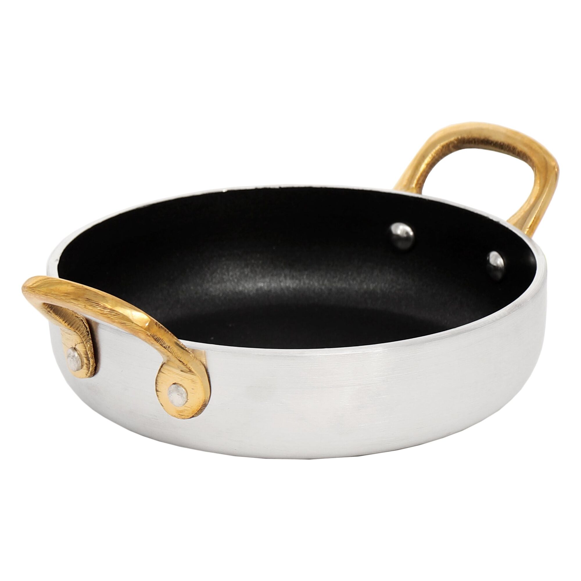 REGENT COOKWARE PAN NON STICK ALUMINIUM WITH 2 BRASS HANDLES, 400ML (180/135MM DIAX40MM)