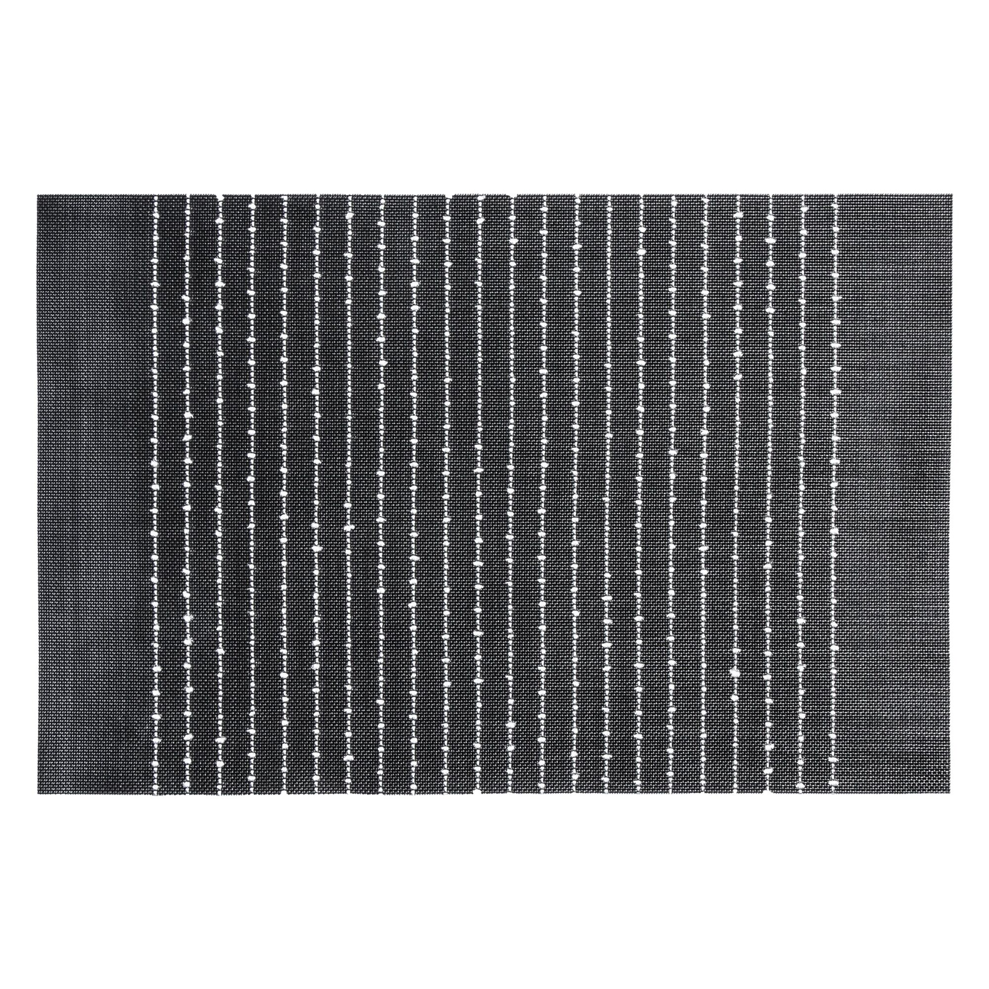 REGENT PLACE MATS BLACK PVC WITH WHITE STRIPED COTTON WEAVE, (300X450MM)