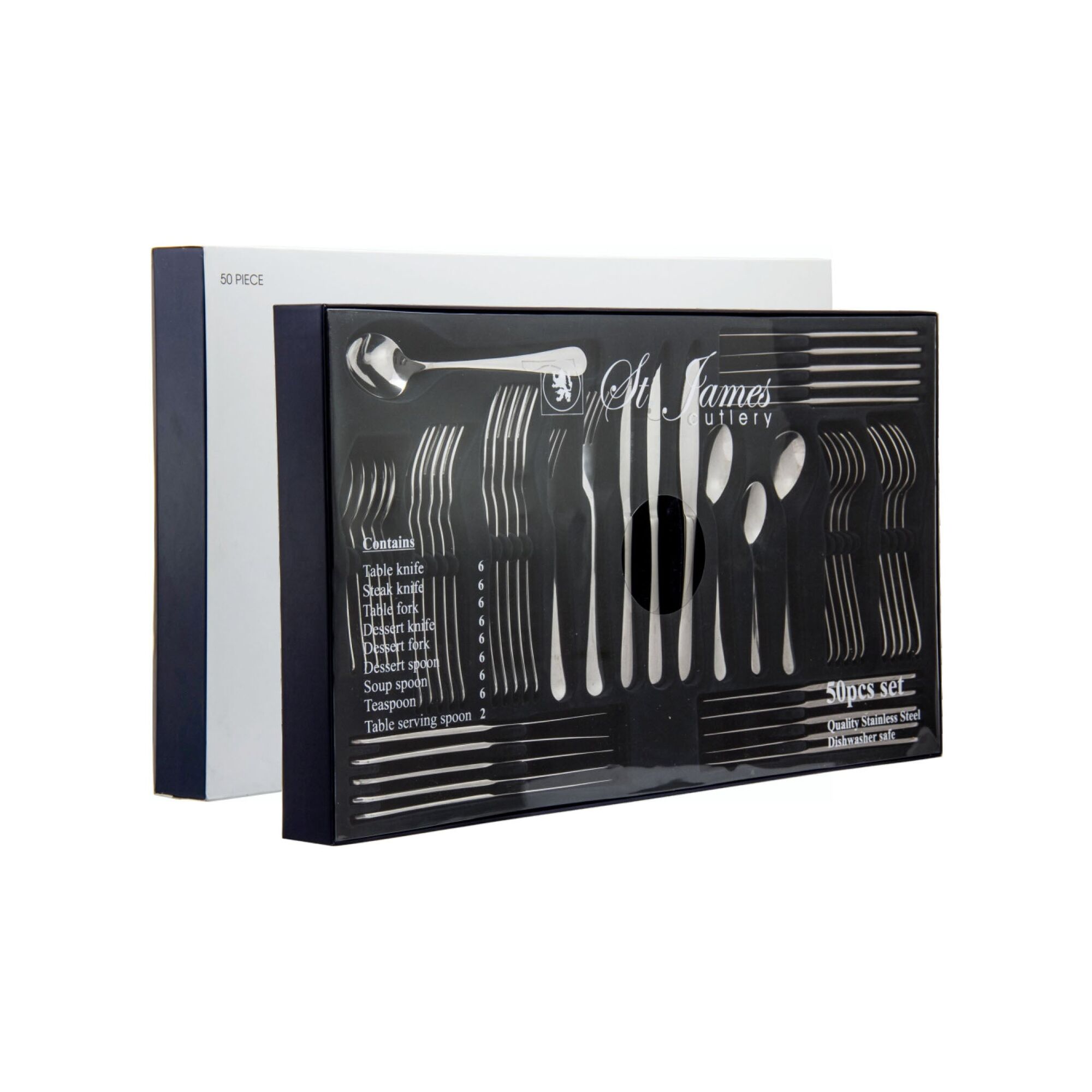 ST. JAMES CUTLERY OXFORD 50 PIECE SET IN CARDBOARD GIFT BOX