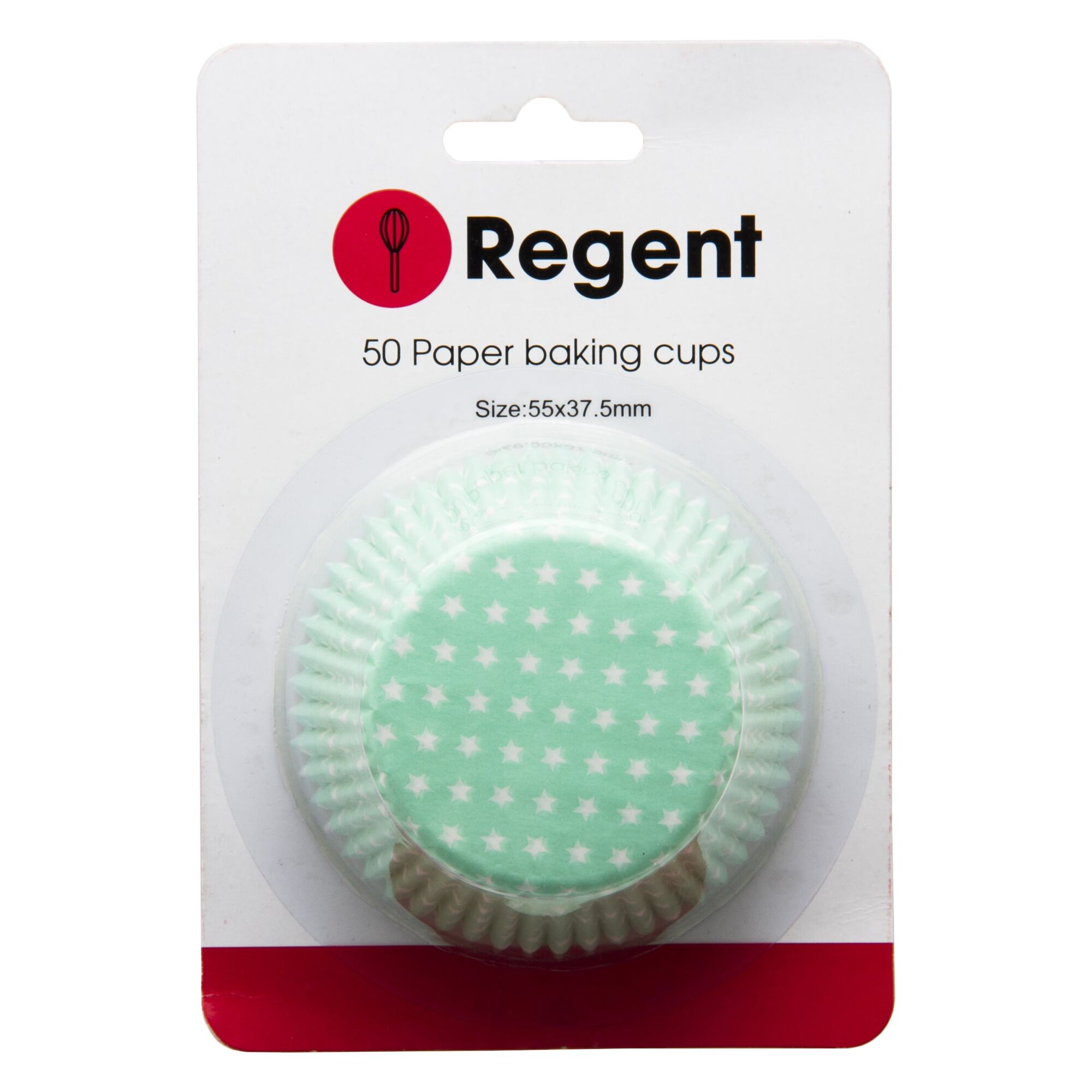REGENT CAKE CUPS LIGHT GREEN WITH WHITE STARS 50 PK, 55X37.5MM