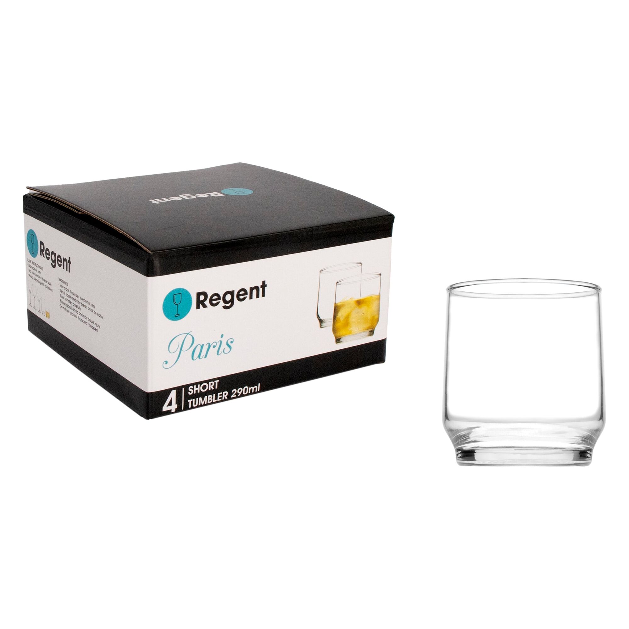 REGENT PARIS SHORT TUMBLER 4 PACK, (290ML)