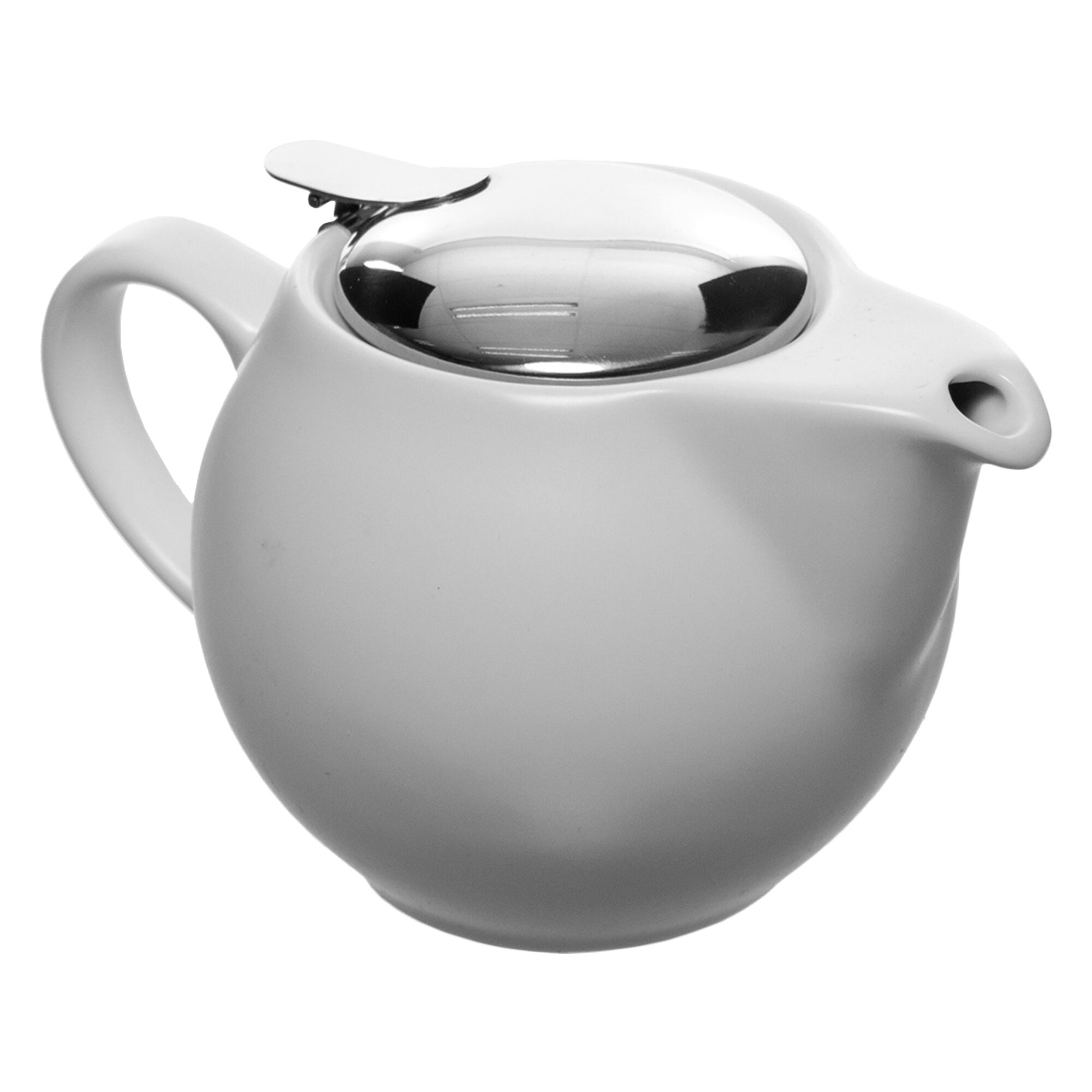 TEAPOT CERAMIC WITH S/STEEL COVER & INFUSER MATT WHITE (350ML)