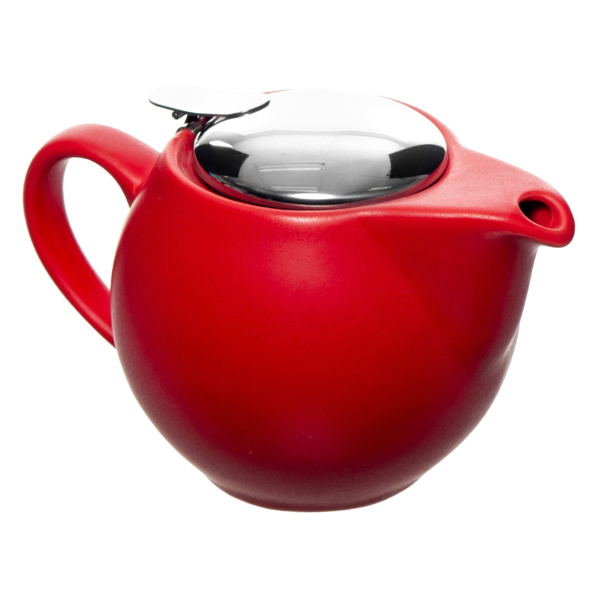 TEAPOT CERAMIC WITH S/STEEL COVER & INFUSER MATT RED (350ML)