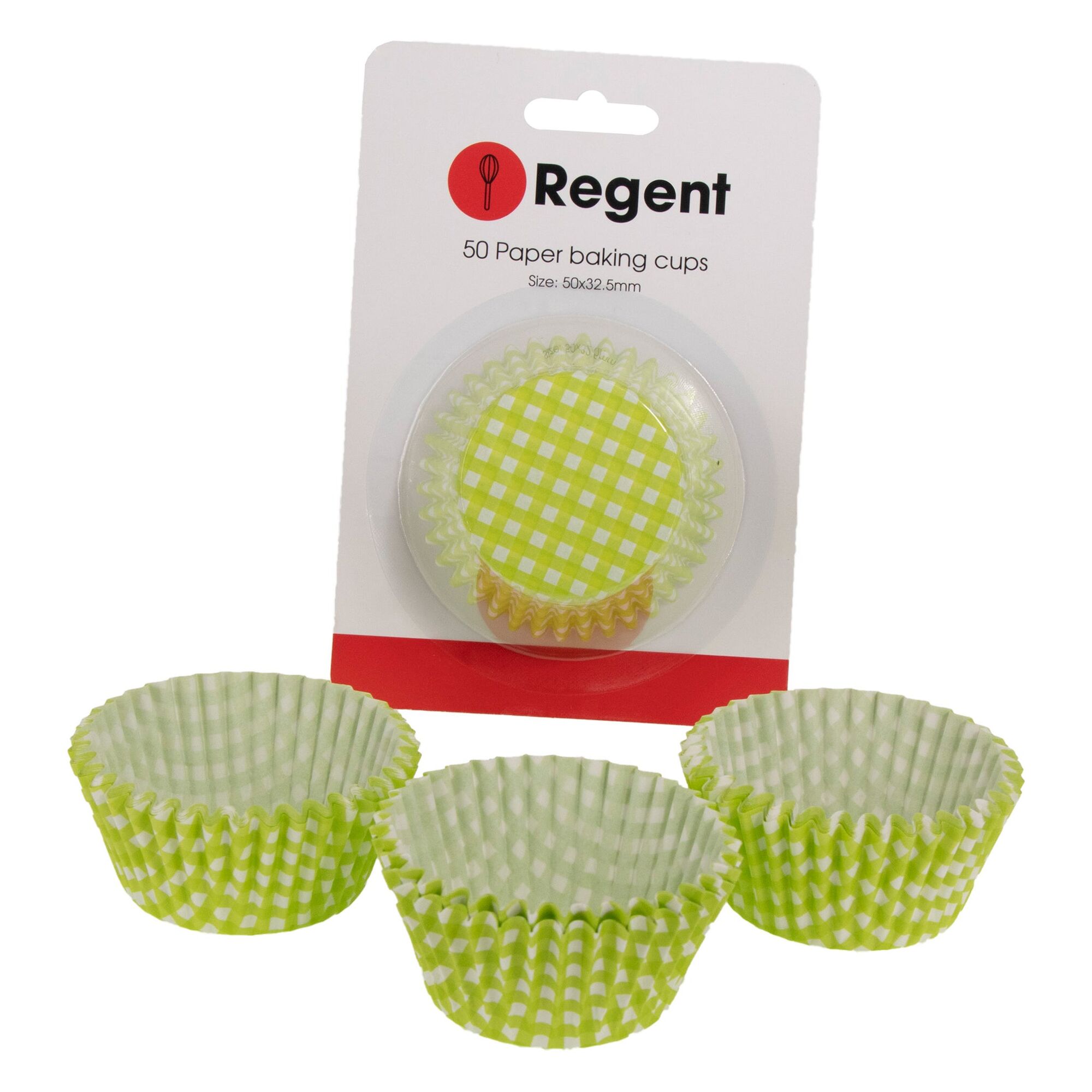 REGENT CAKE CUPS LIME GREEN AND WHITE CHECK 50 PCS, (50X32.5MM)