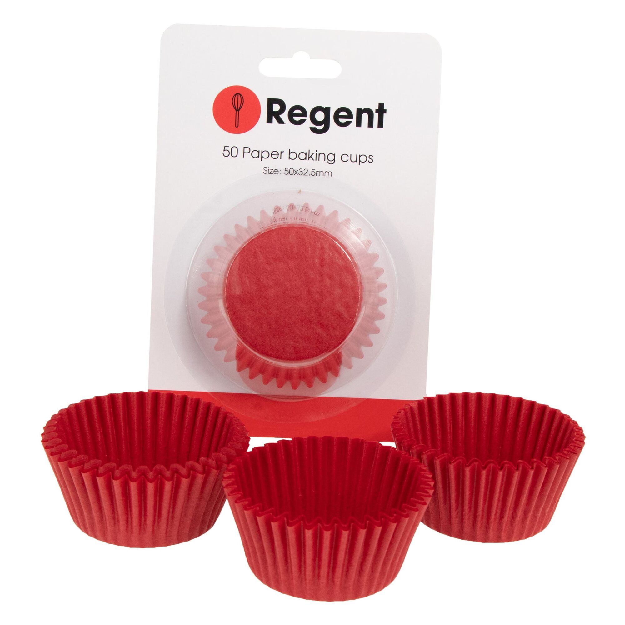 REGENT CAKE CUPS RED GLASSINE PAPER 50 PCS, (50X32.5MM)