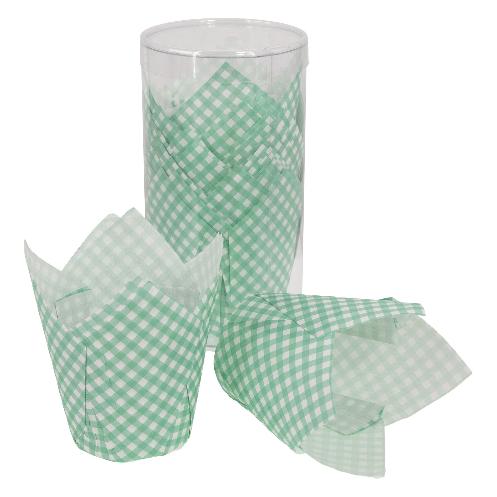 REGENT TULIP MUFFIN CUPS TURQUOISE WITH WHITE DOTS GREASE PROOF PAPER 25 PCS, (80/50MM DIAX90MM)