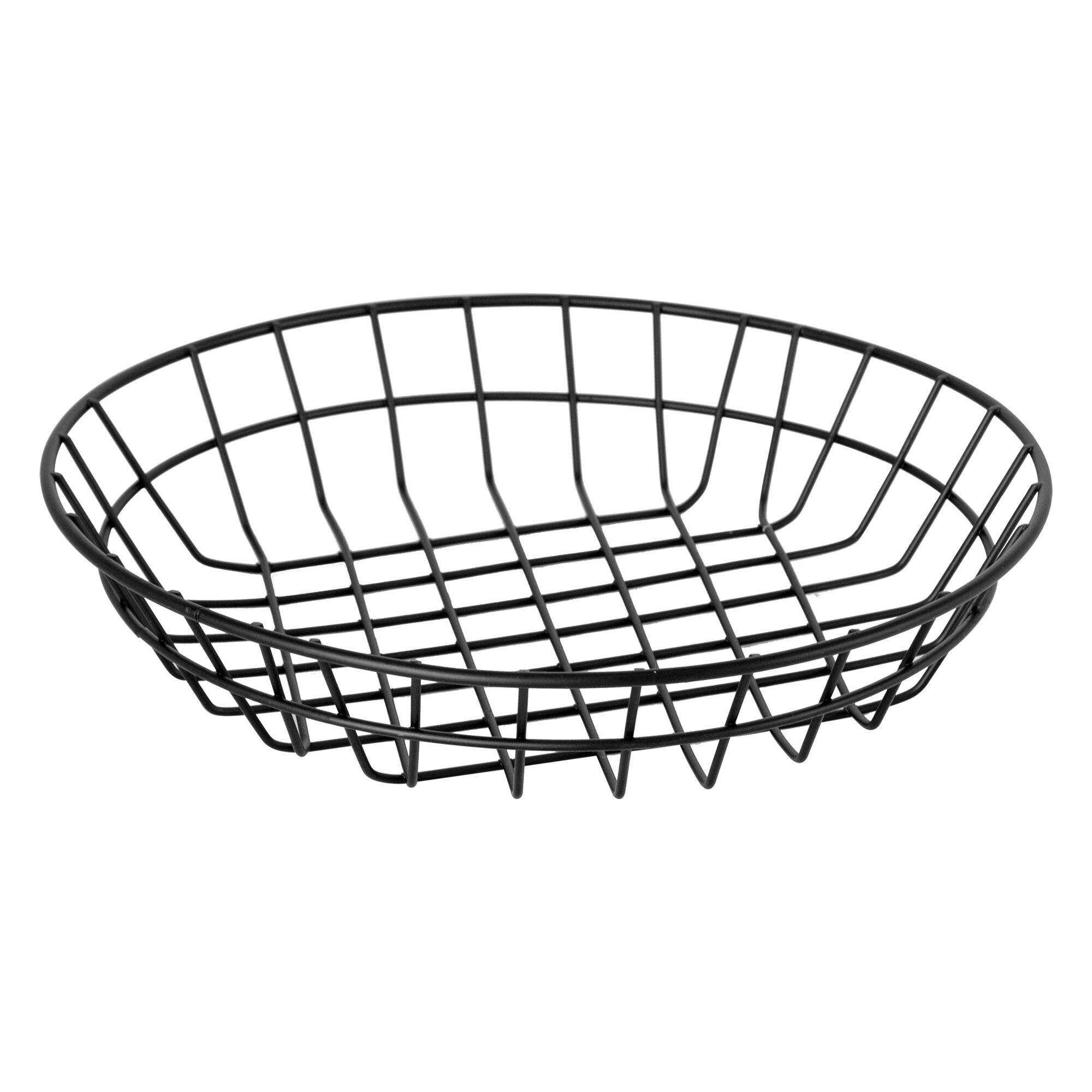 REGENT WIRE FOOD SERVING BASKET ROUND POWDER COATED BLACK, (250MM DIAX50MM)