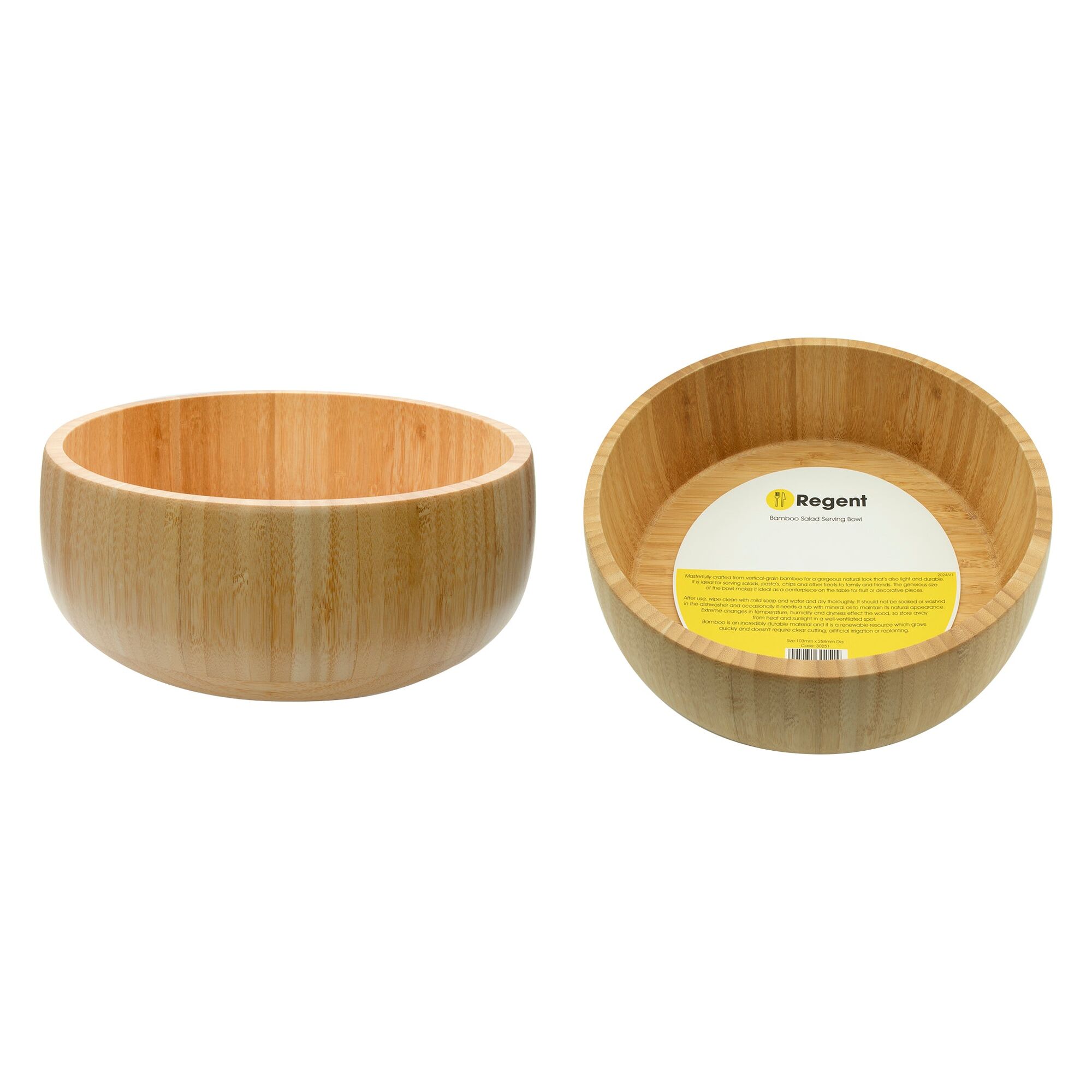 REGENT BAMBOO SALAD SERVING BOWL, 258MM DIA
