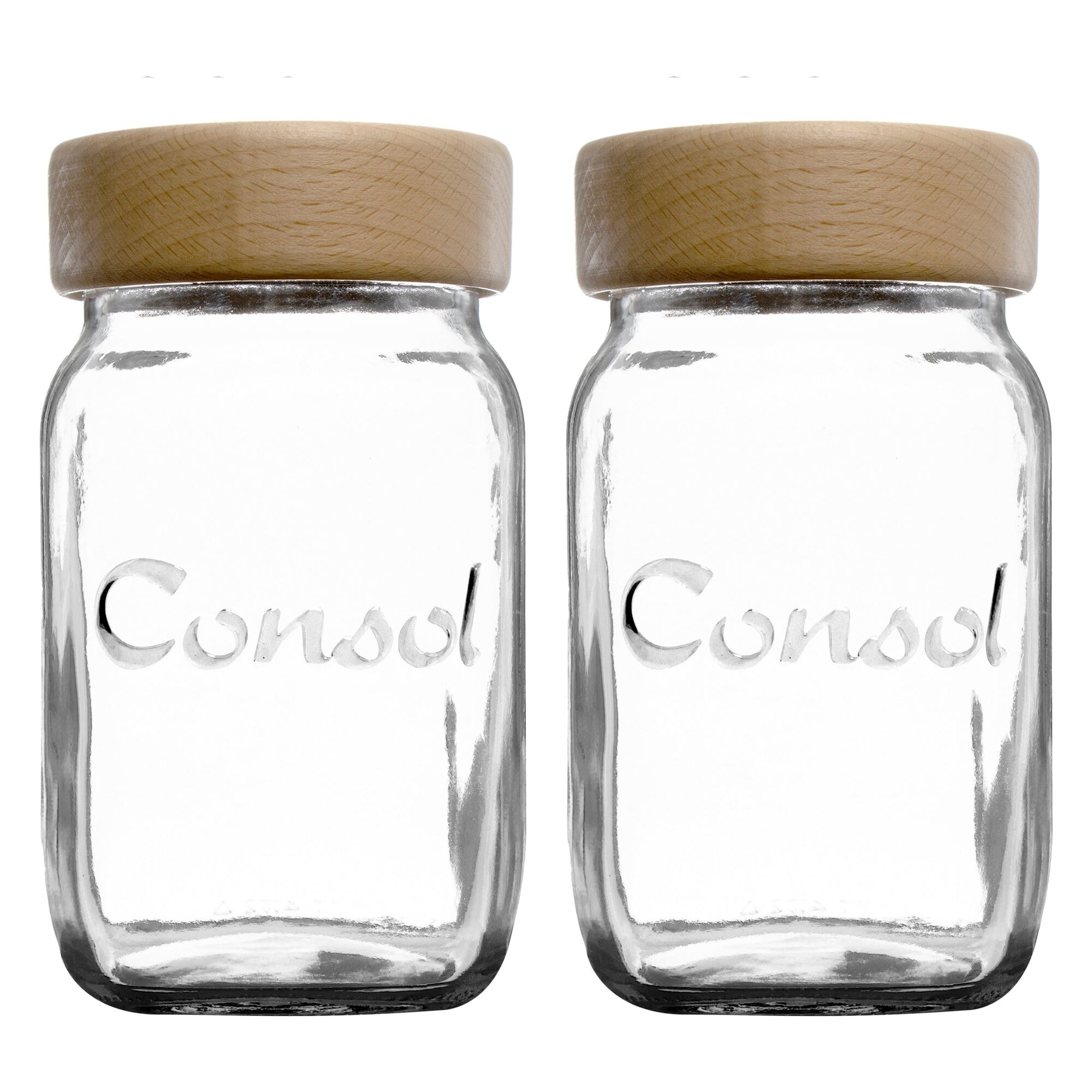 CONSOL JAR WITH LIGHT WOOD LID 2 PACK, 1LT (167X102MM DIA)